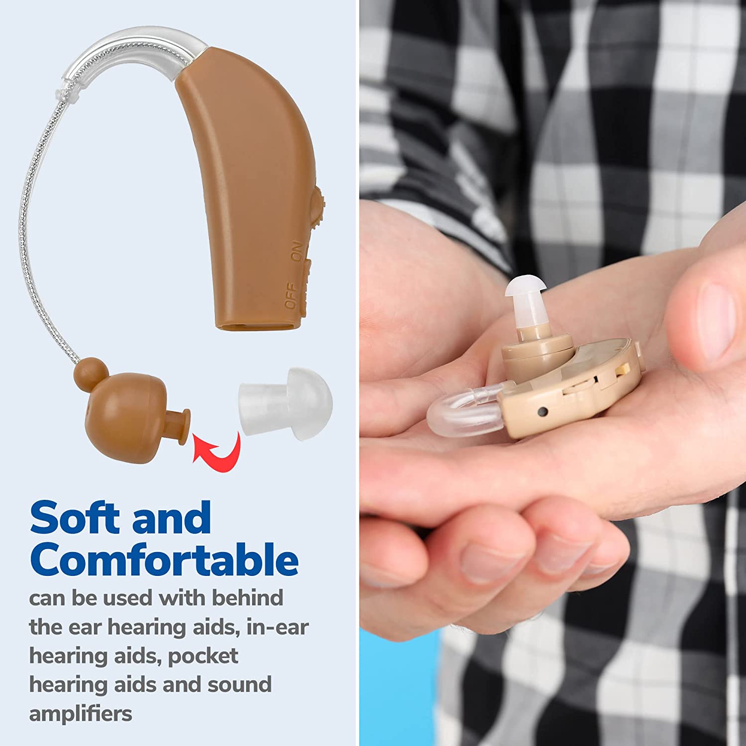 Hearing Aid Domes - Universal Domes for Hearing Aids - Sizes Small, Medium, Large & X-Large Earbud Replacements and BTE Hearing Sound Amplifiers, 2