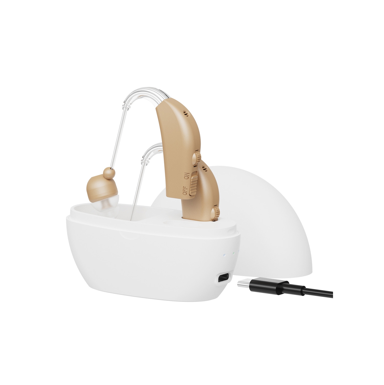 Digital Hearing Amplifier Set - Personal Sound Amplification Device, Rechargeable All-Day Battery Life Lightweight Behind the Ear BTE Sound and Voice