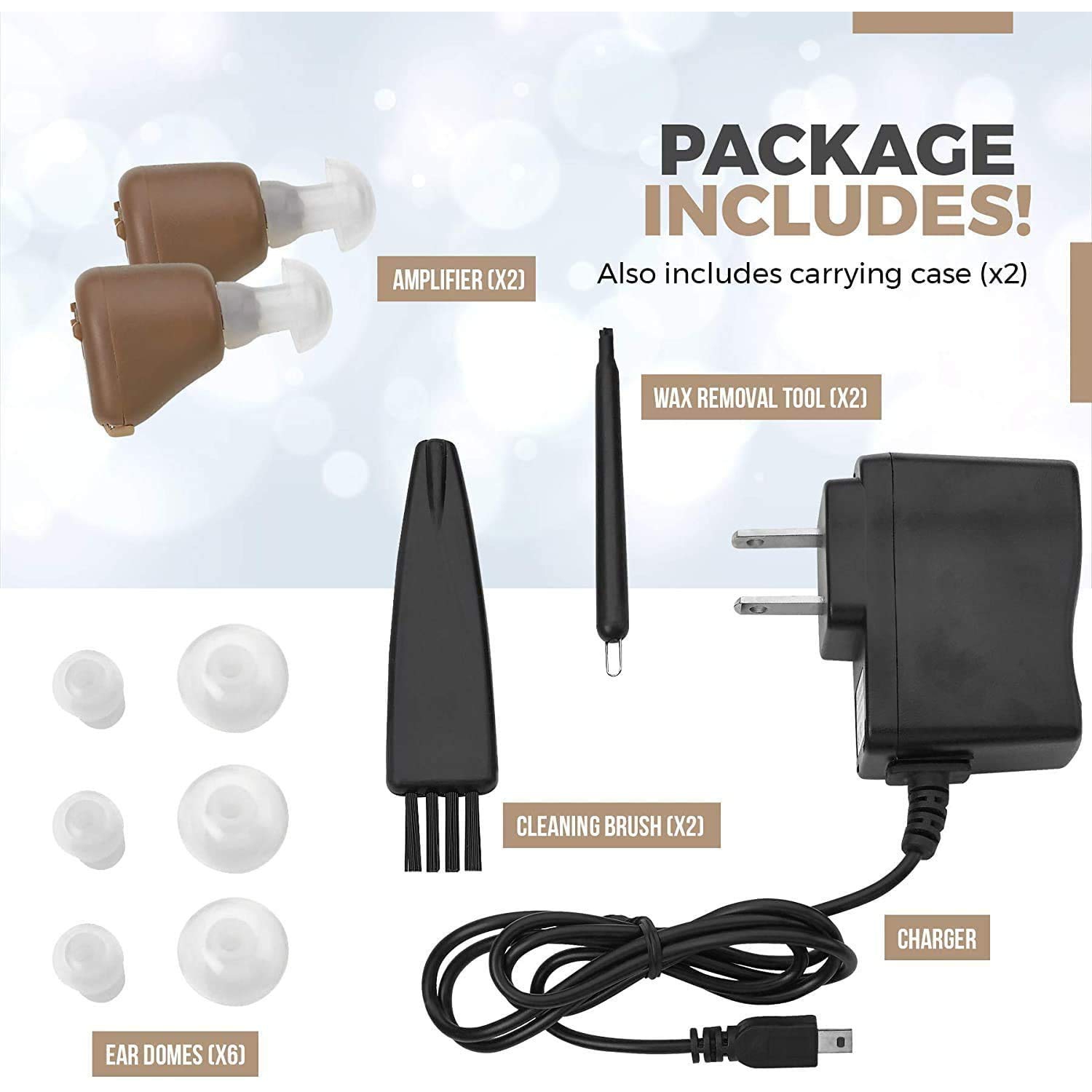 Amplificateurs auditifs numériques - Mini ITE amplificateur audio personnel rechargeable intra-auriculaire