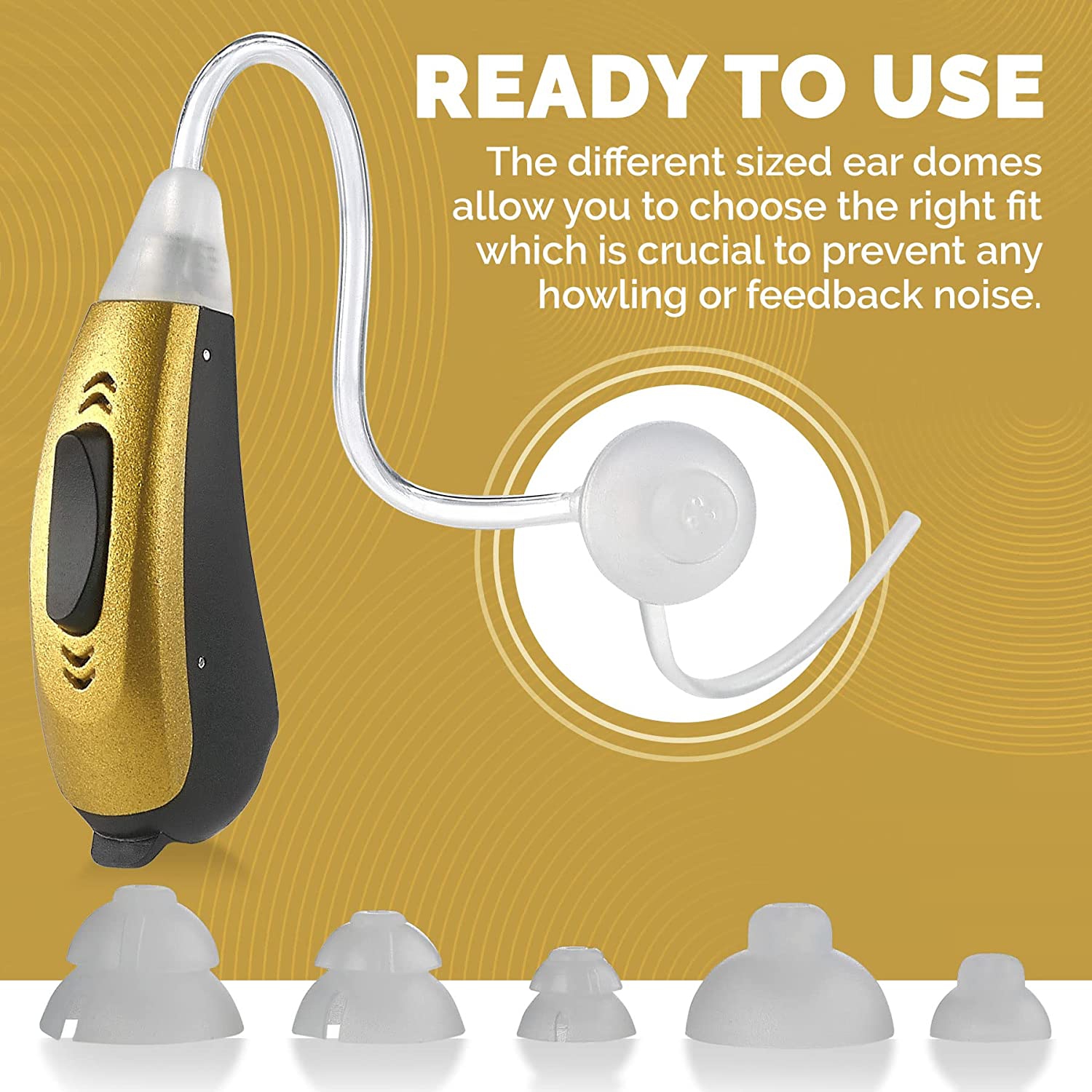 Mini BTE Slim Tube Digital Hearing Amplifier Left Ear - 2-Tone Battery Operated Personal Sound Device with 4 Programable Settings - Lightweight &