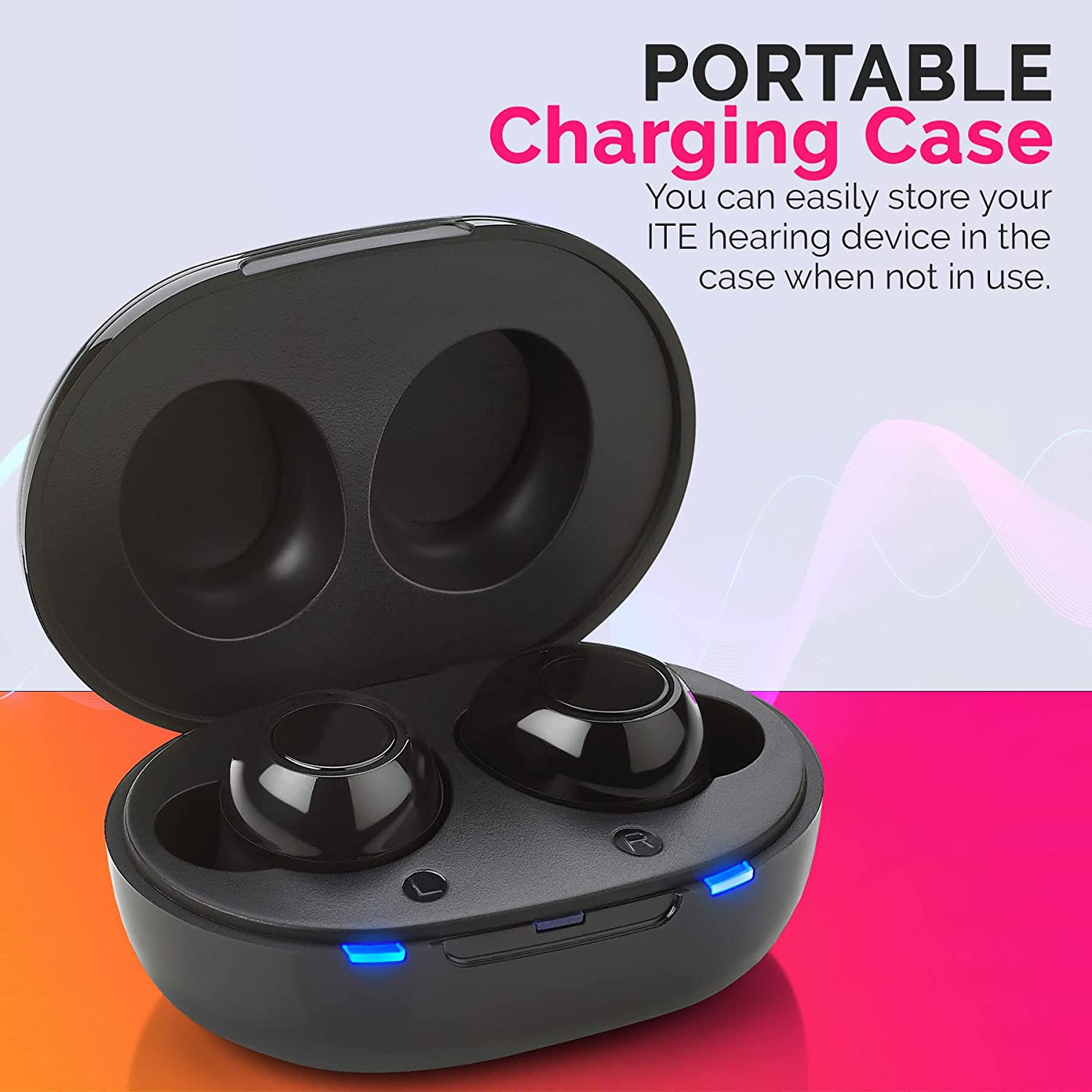 Digital Hearing Amplifier - Next Generation in The Ear Personal Sound Device w/Noise Reduction Rechargeable ITE 2 Piece Set Portable Charging Case