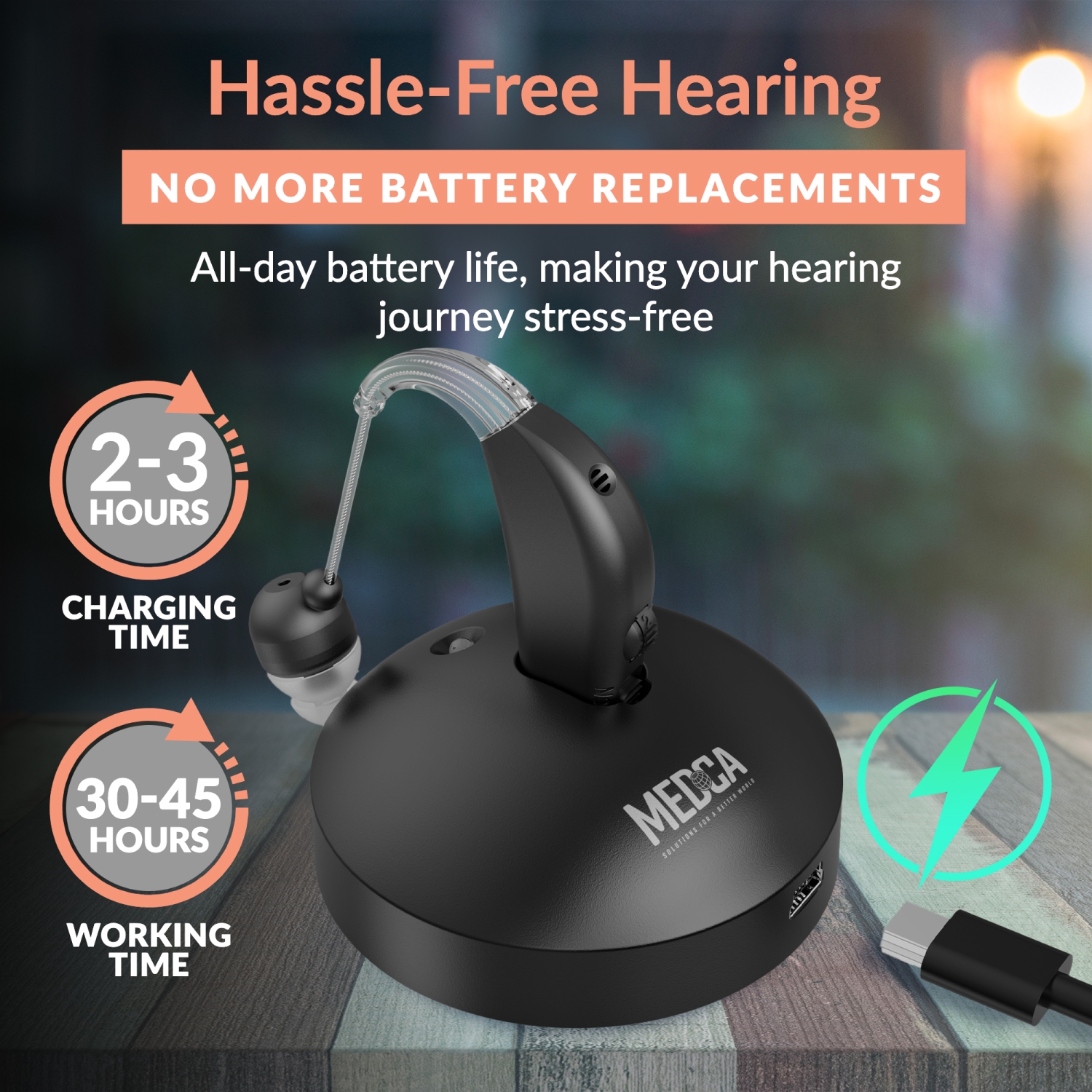 MEDca Rechargeable Digital Hearing Amplifier - Personal Sound Amplification Ear Device for Seniors | All-Day Battery Life, Lightweight Behind the Ear