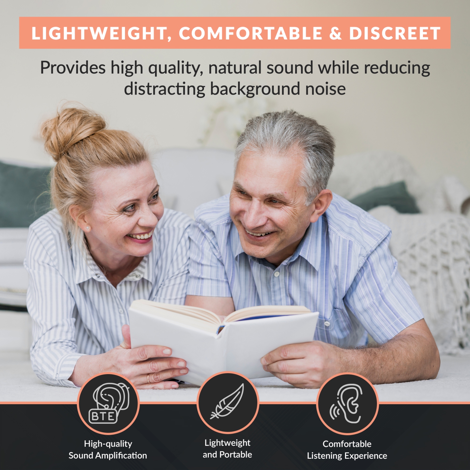 MEDca Rechargeable Digital Hearing Amplifier - Personal Sound Amplification Ear Device for Seniors | All-Day Battery Life, Lightweight Behind the Ear