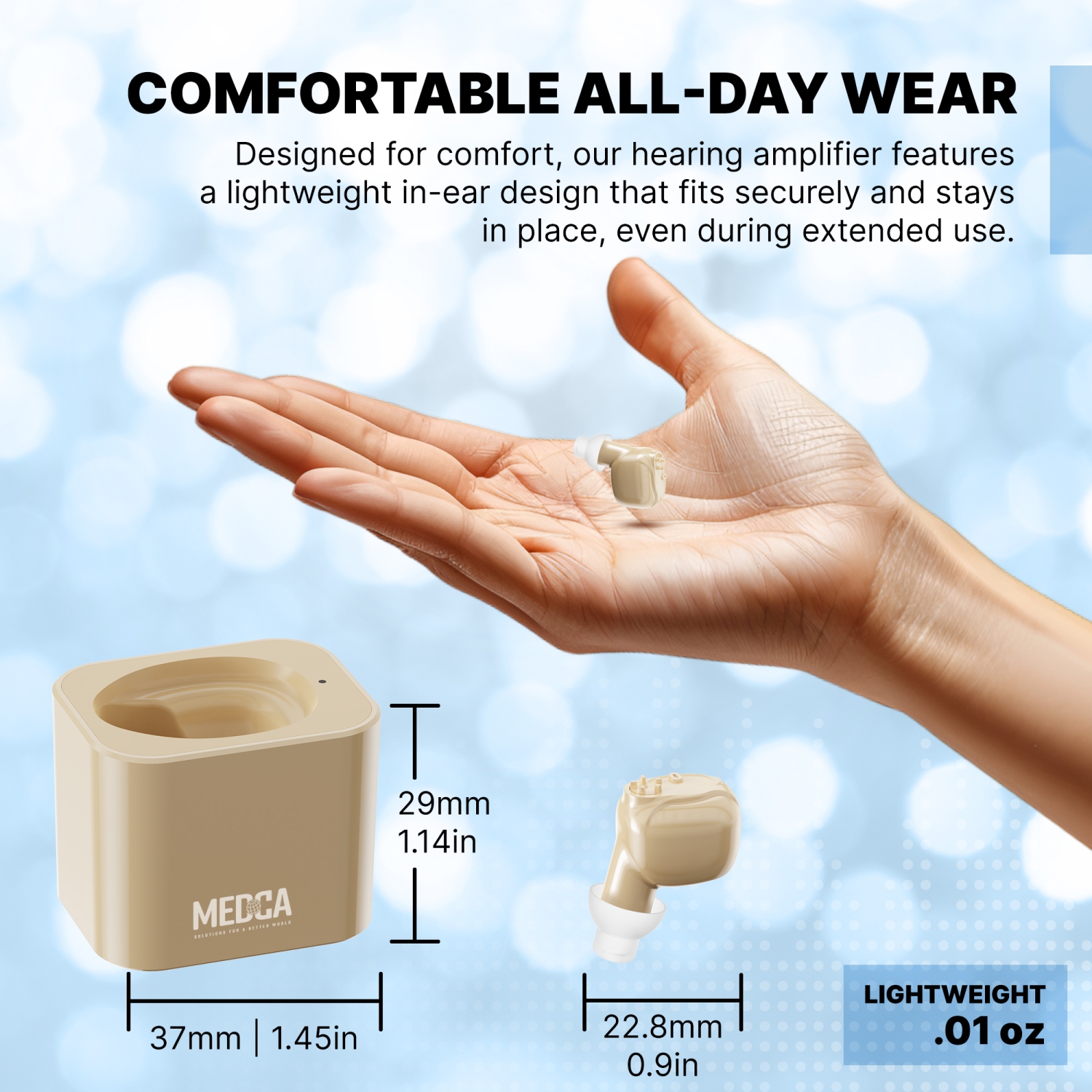 MEDca ITE Mini Ear Amplifier Rechargeable Microtron Set - So Small It's Barely Visible -