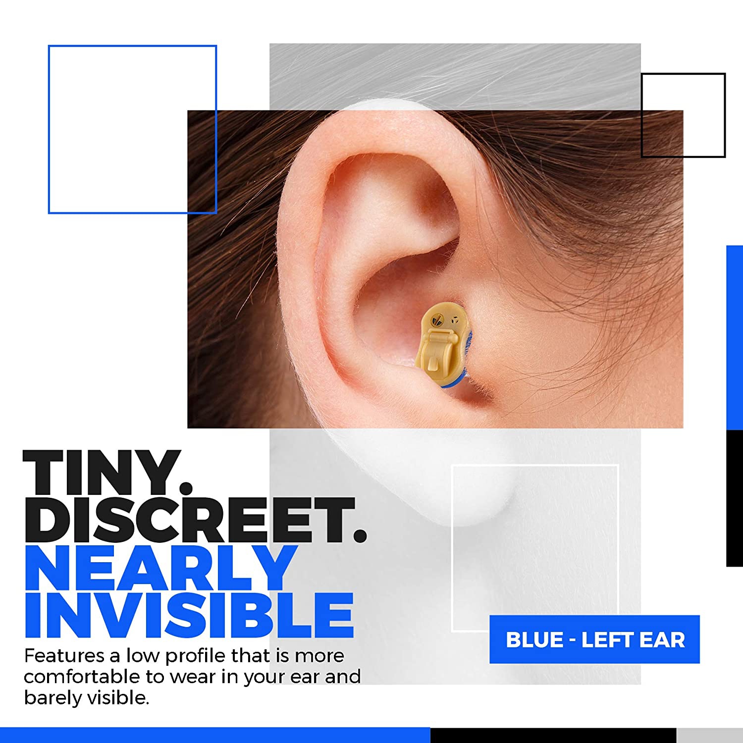 Premium Digital Hearing Amplifier - Invisible in Canal in-Ear Mini Sound Enhancer, Near-Invisible, Noise Cancelling, Personal Sound Hearing Amplifier