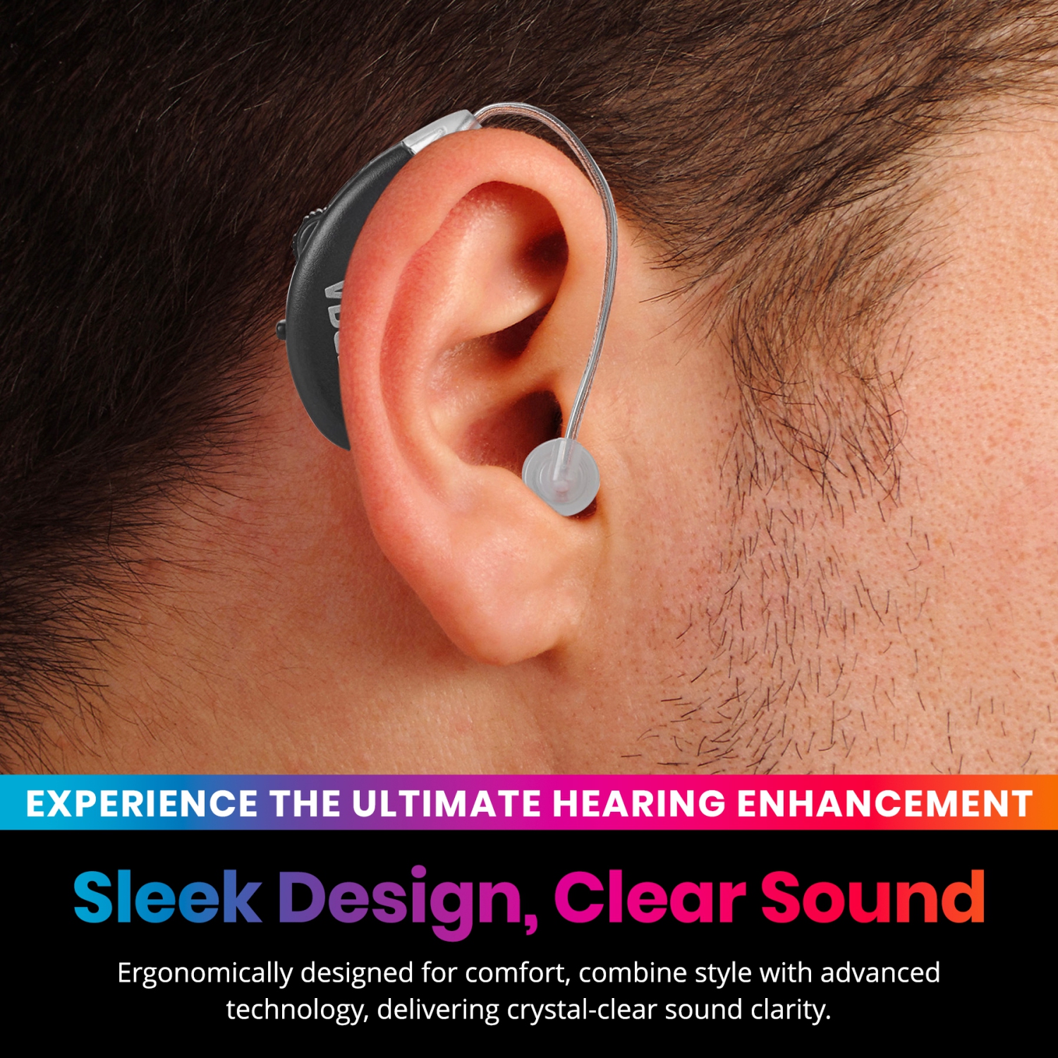 Digital Hearing Amplifiers - Rechargeable Premium BTE Personal Sound Amplifier Pair with USB Dock, Behind the Ear Hearing Enhancement Devices with