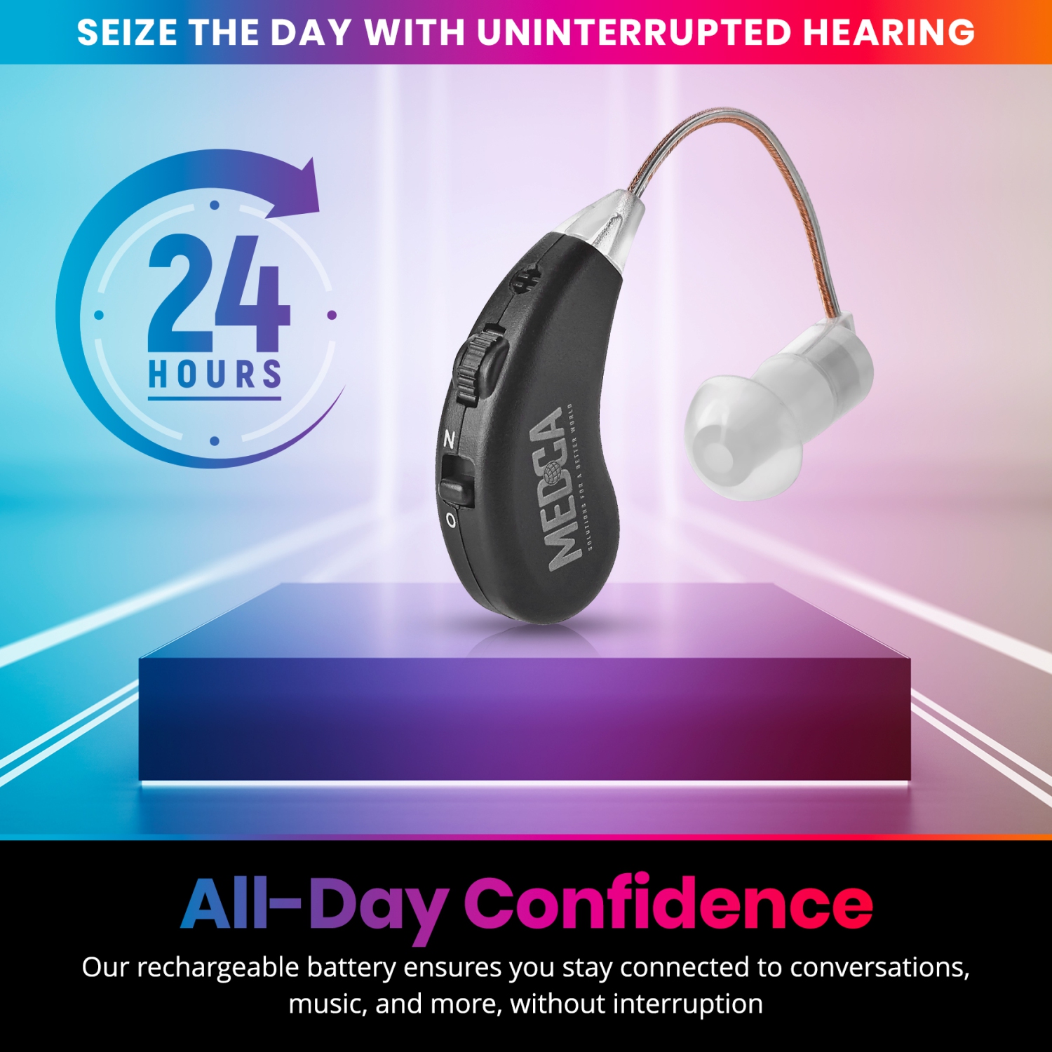 Digital Hearing Amplifiers - Rechargeable Premium BTE Personal Sound Amplifier Pair with USB Dock, Behind the Ear Hearing Enhancement Devices with