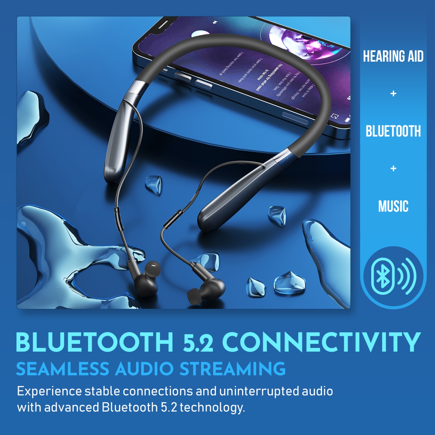 Rechargeable Hearing Amplifier - Wireless Hands-Free Neckband, Noise Reduction Neck Sound Amplifying Device Helps Aid Comfortable Hearing for