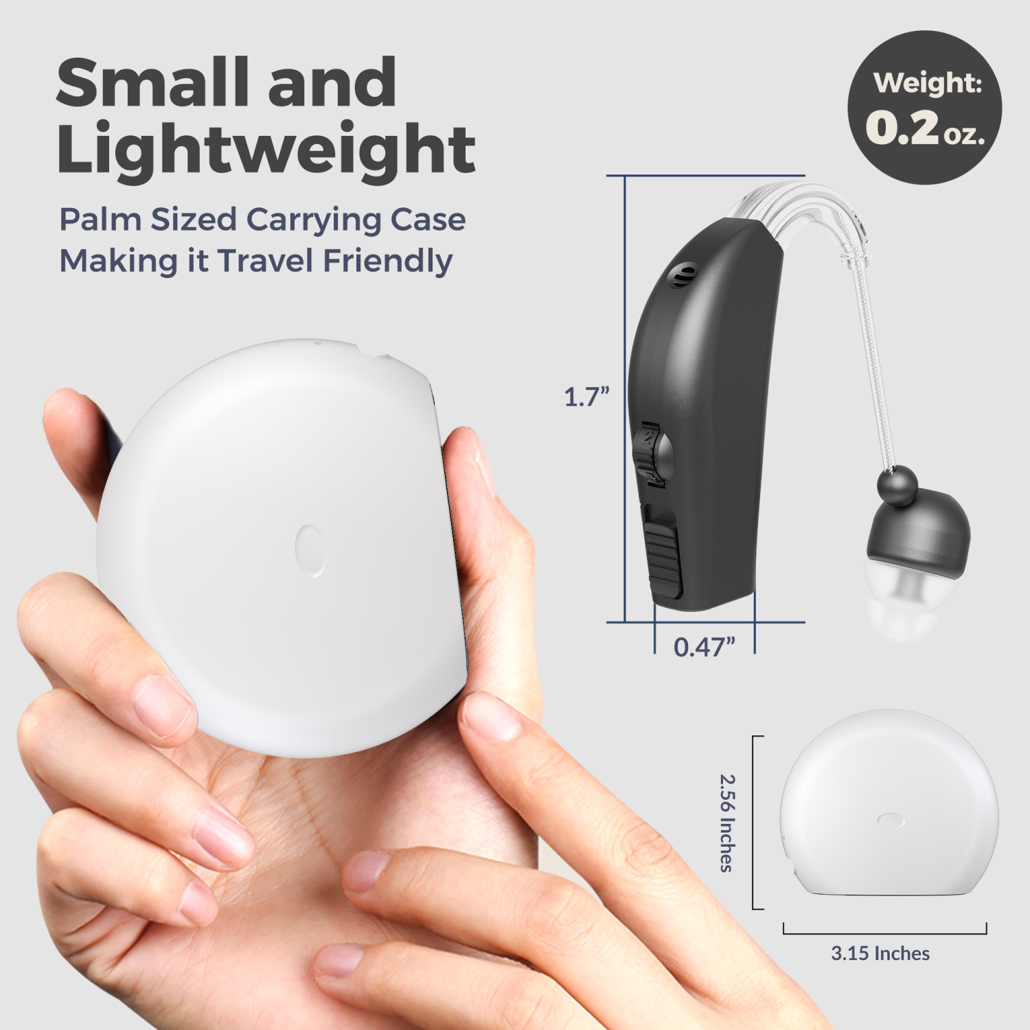 Digital Hearing Amplifier Pair - Personal Sound Amplification Device, Rechargeable All-Day Battery Life Lightweight Behind The Ear BTE Sound Aid and