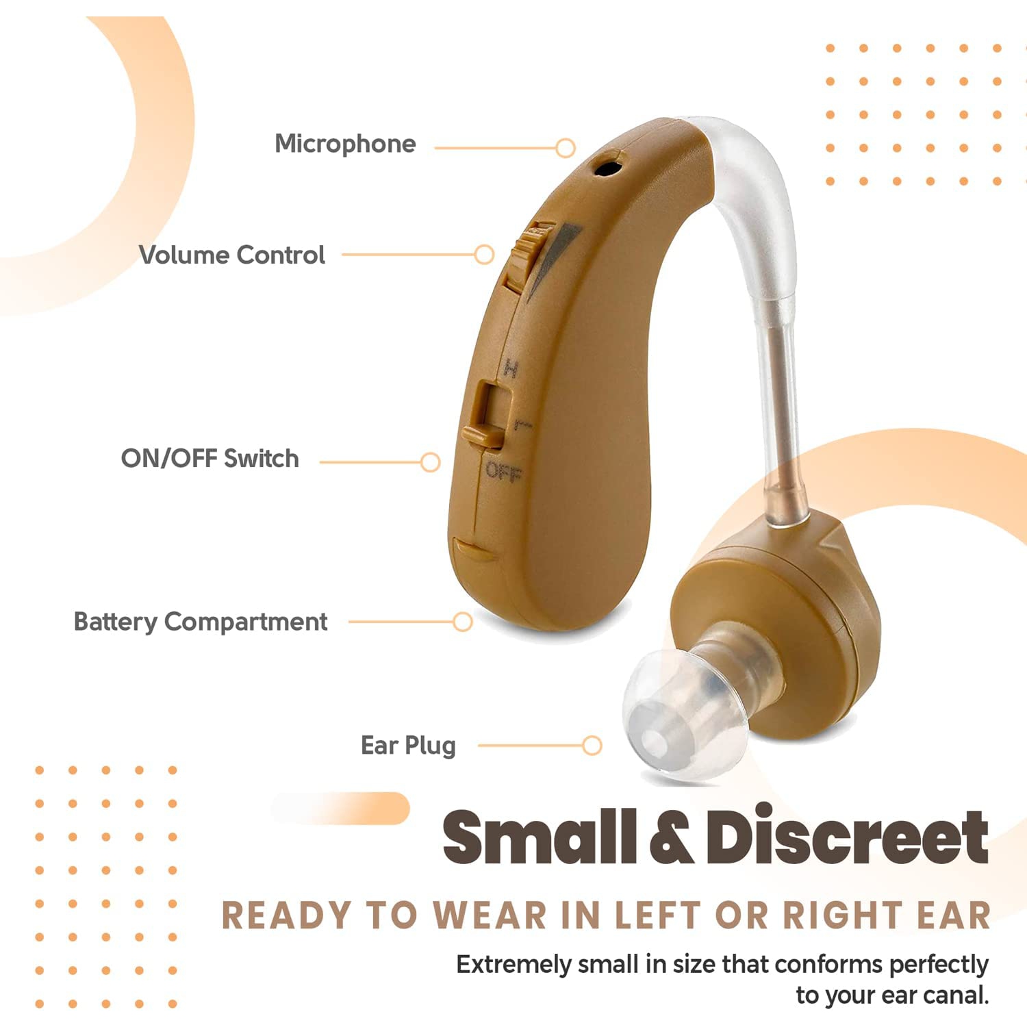 Digital Hearing Amplifier - BTE Behind The Ear Sound Amplifier and Personal Sound Enhancer with Noise Reducing Feature That is Smaller & Discreet