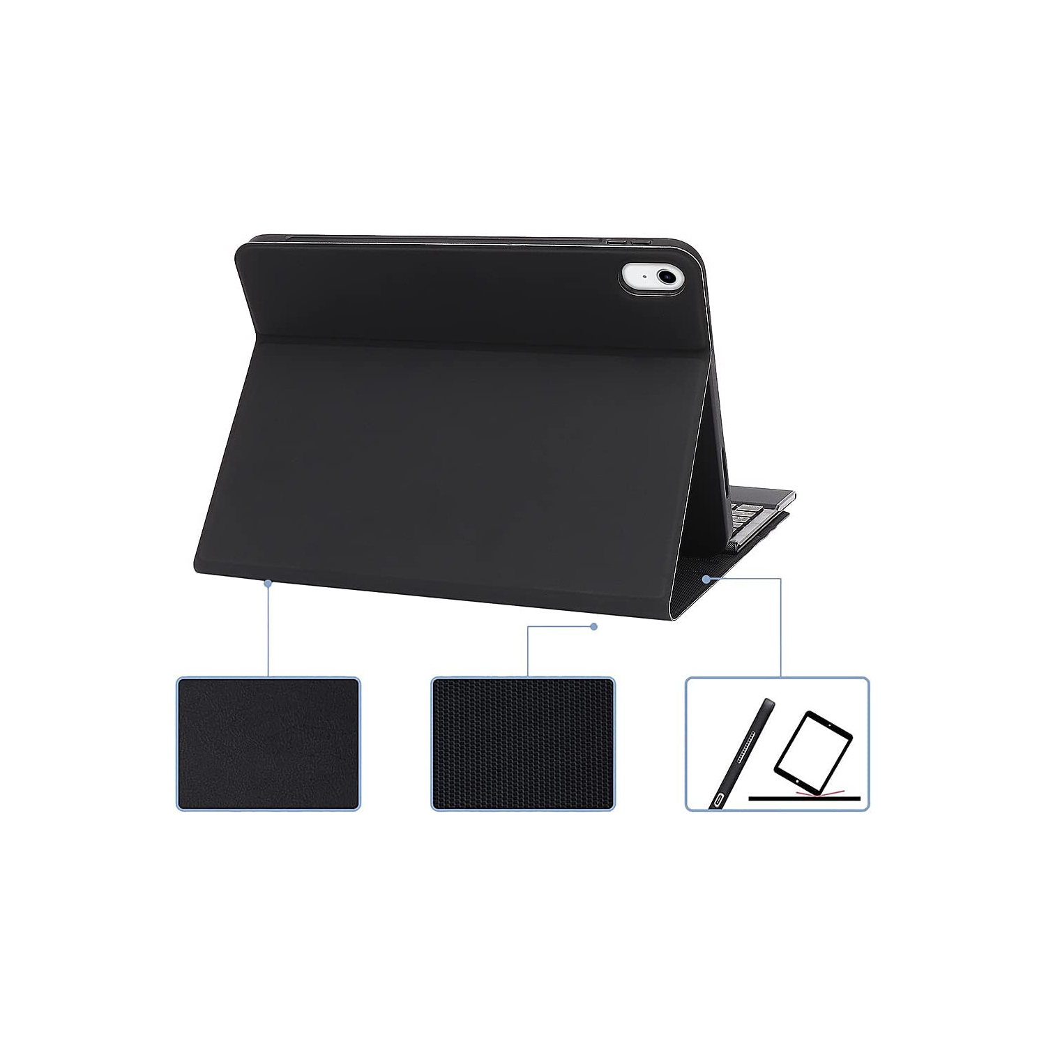 SaharaCase Apple 10.9" iPad Protection Kit Bundle - Keyboard Case with Track Pad with Tempered Glass Screen - Black