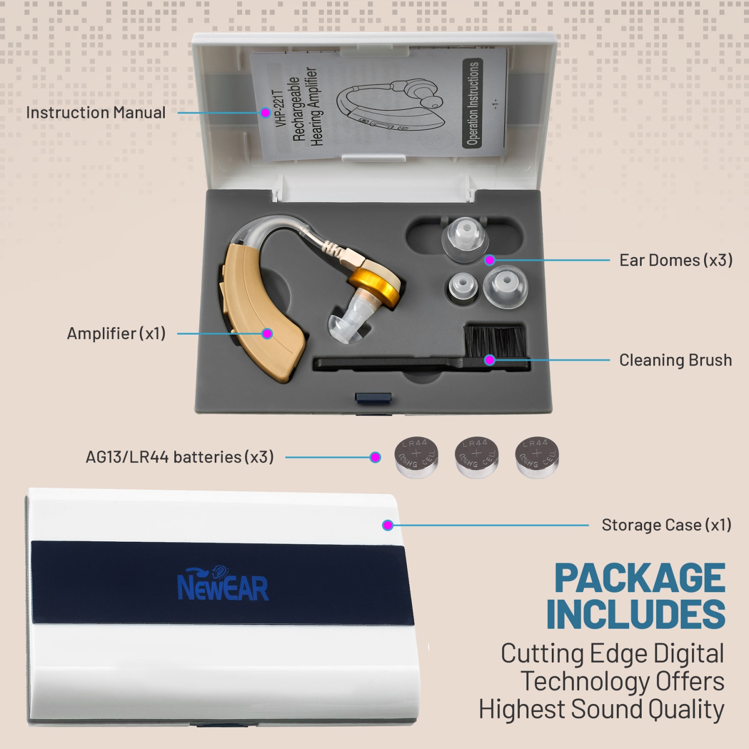 Digital Hearing Amplifier by MEDca VHP-220. 500hr Battery Life, Modern Design, Doctor and Audiologist designed