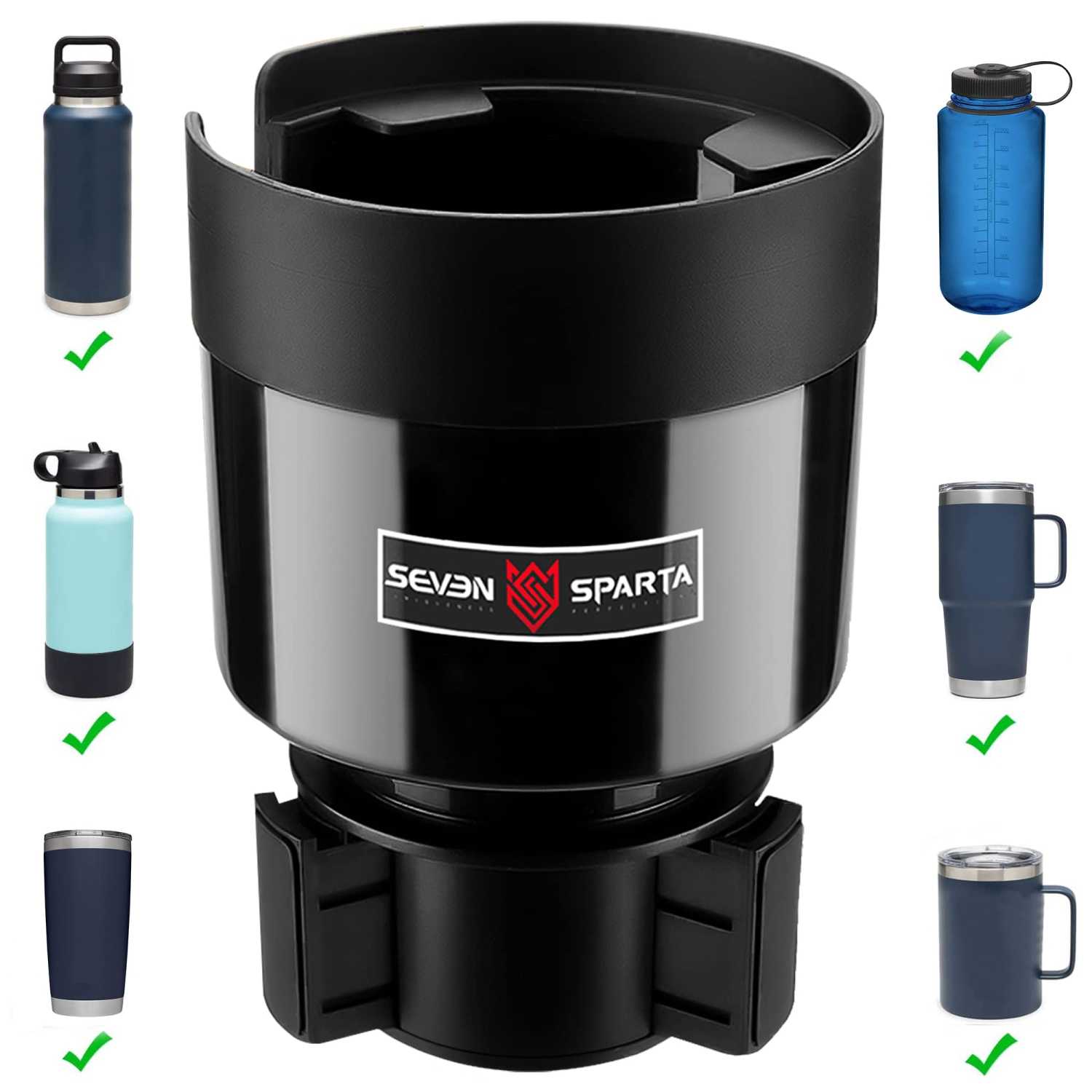 Car Cup Holder Expander Organizer with Adjustable Base, Compatible with Hydro Flasks 32/40 Ounce, Yeti Ramblers 20/26/30 Ounce, Other Bottles in