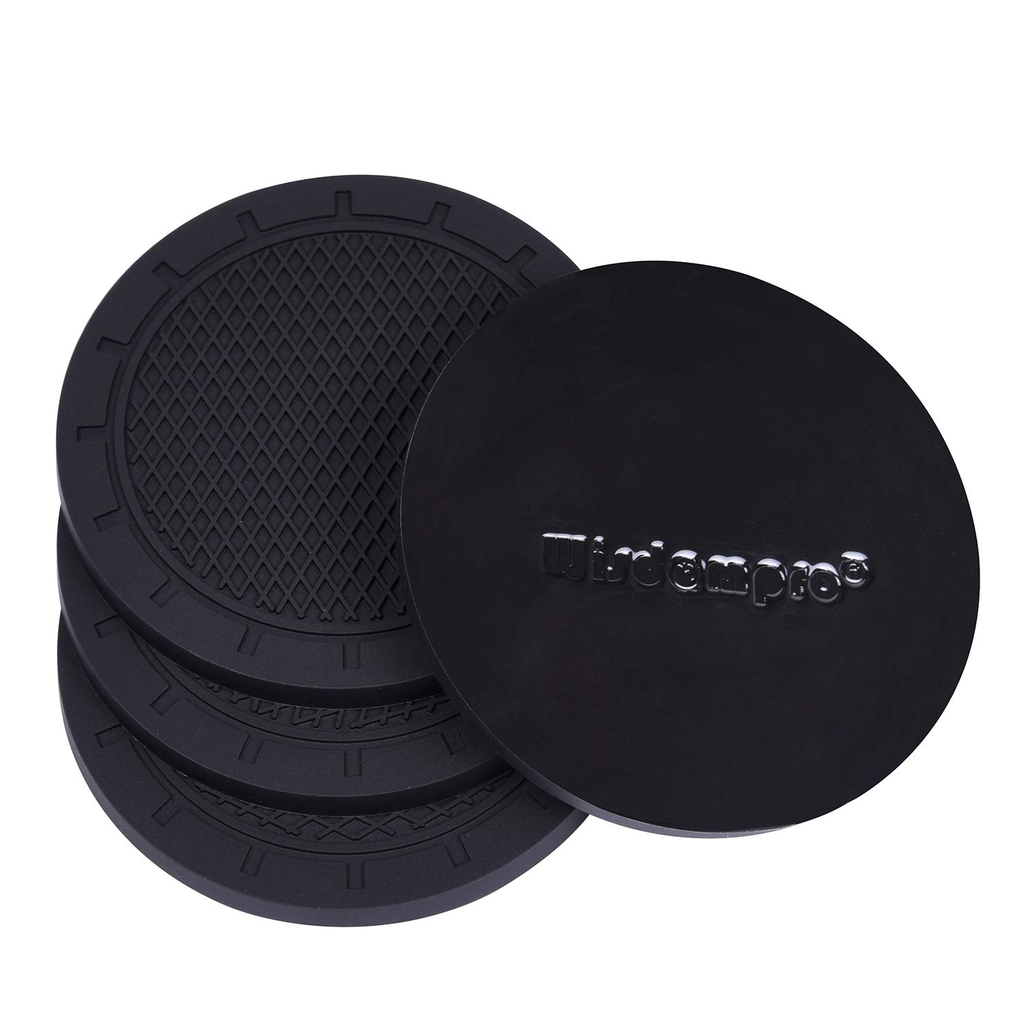 Car Coasters, Wisdompro 4 Pack PVC Car Cup Holder Insert Coaster - Anti Slip Universal Vehicle&nbsp;Interior Accessories Cup Mats for Women(Diameter