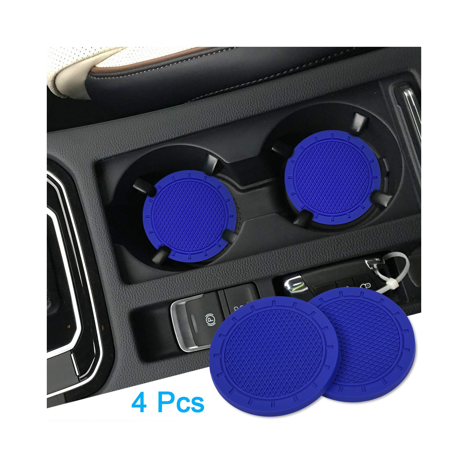 Car Coasters, Wisdompro 4 Pack PVC Car Cup Holder Insert Coaster - Anti Slip Universal Vehicle&nbsp;Interior Accessories Cup Mats for Women(Diameter