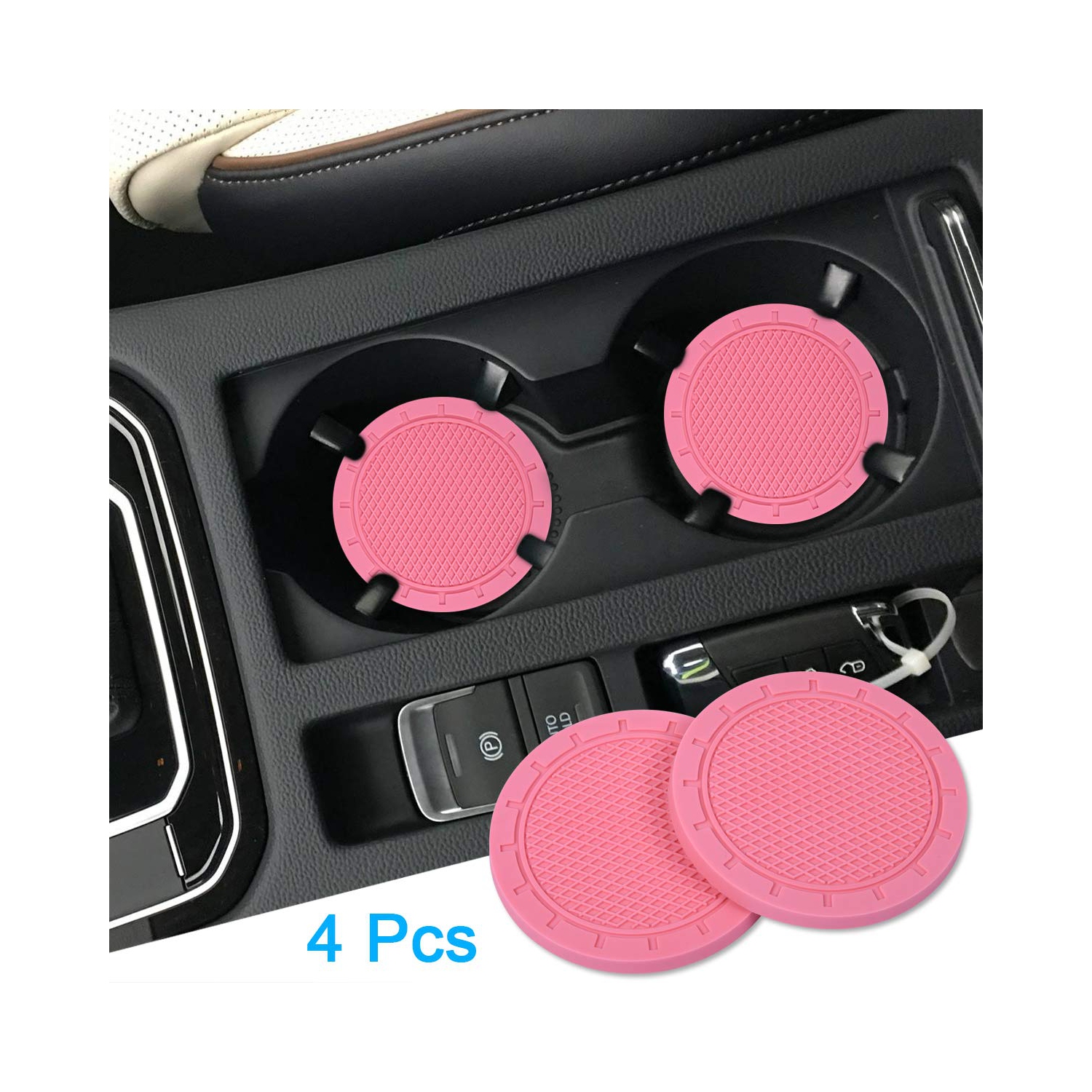 Sous-verres pour l'auto, sous-verres porte-gobelet en PVC Wisdompro, paq. 4,&nbsp;intérieur de véhicule universel antidérapant, sous-verres pour
