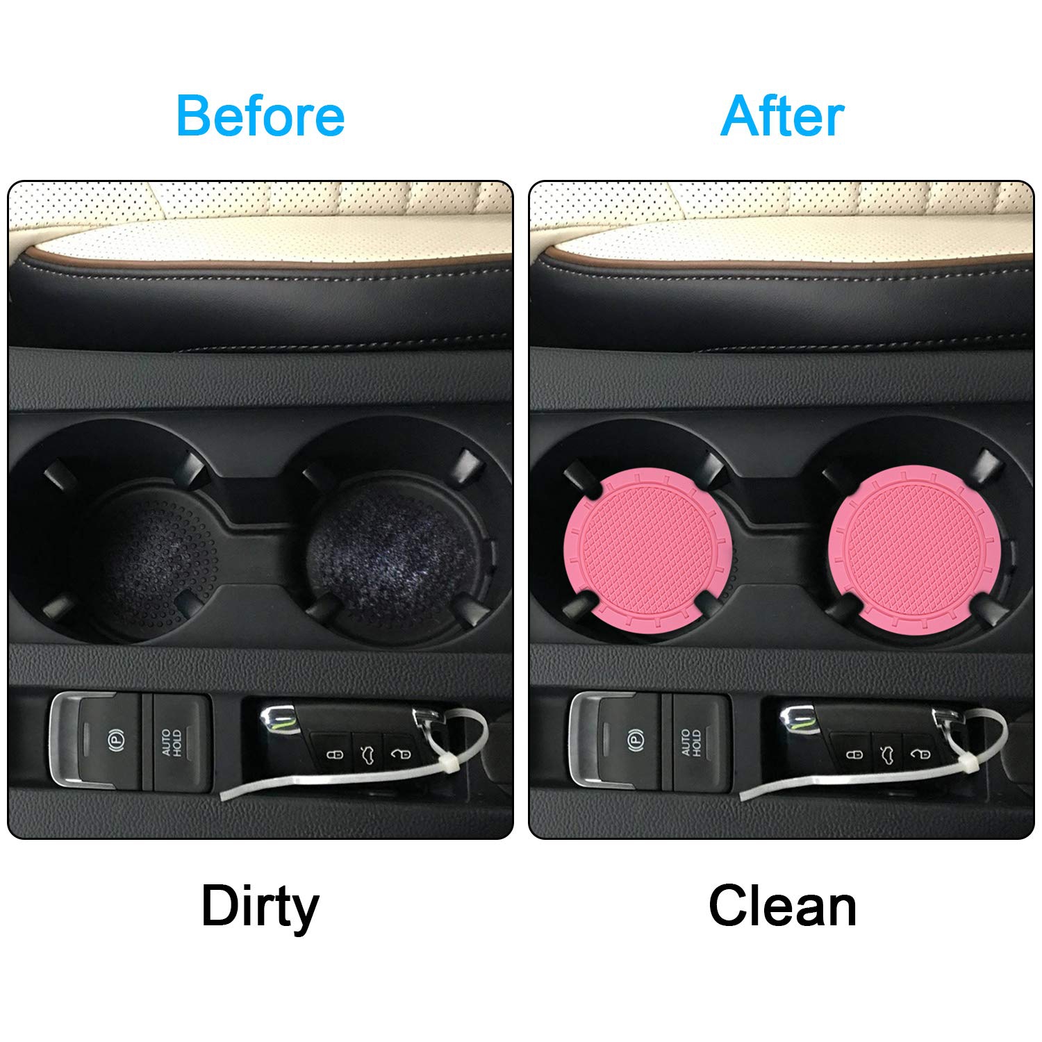 Sous-verres pour l'auto, sous-verres porte-gobelet en PVC Wisdompro, paq. 4,&nbsp;intérieur de véhicule universel antidérapant, sous-verres pour