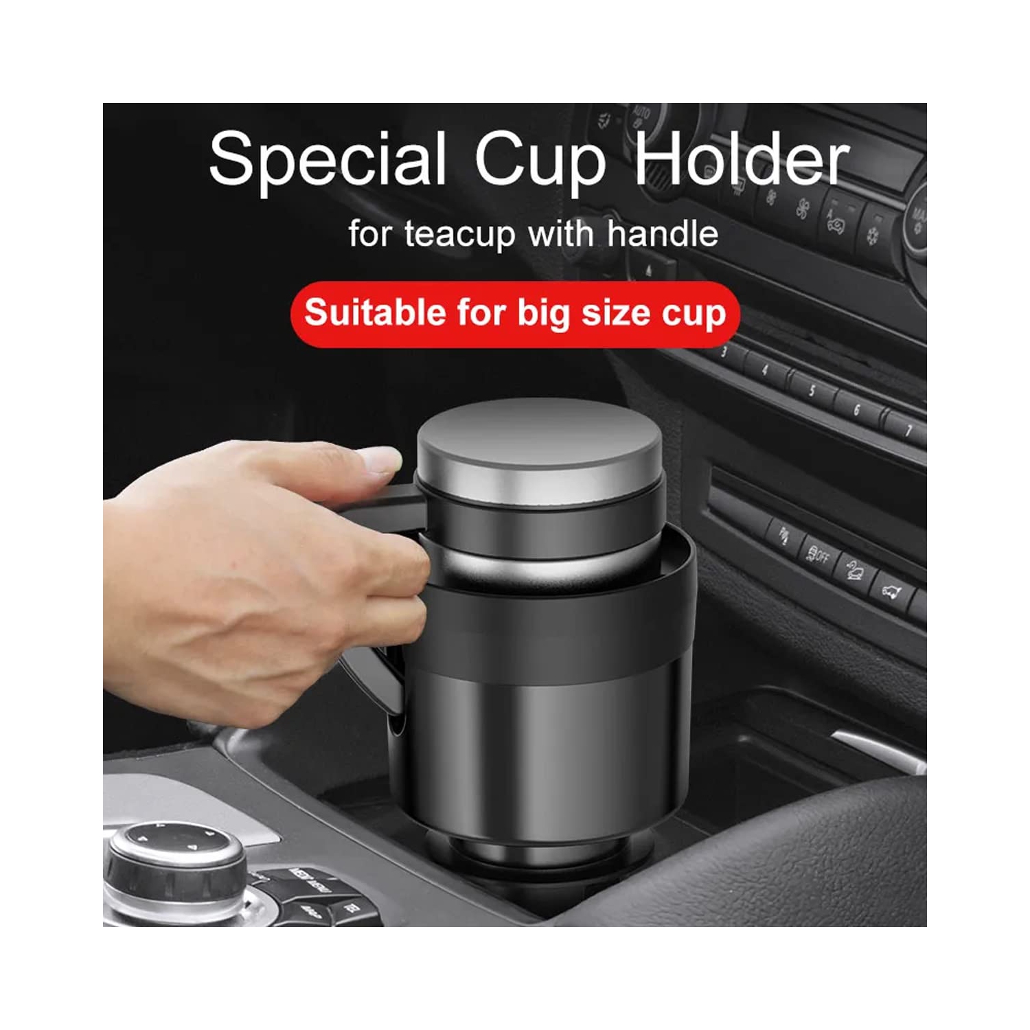 Cup Holder Expander for Car,Large Car Cup Holder Expander Hold 12-50 oz Bottles & Big Drinks,Fits Hydro Flask,Yeti,Nalgene