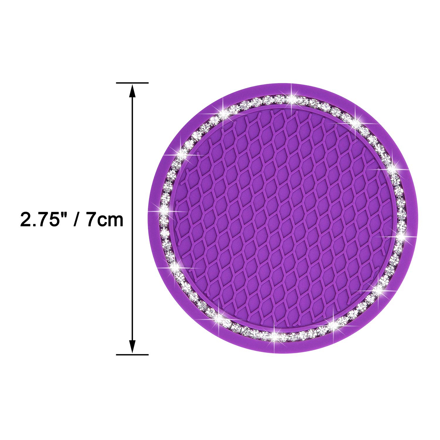 Bling Car Coasters, 4 Pack PVC Car Cup Holder Insert Coaster - Anti Slip Universal Vehicle&nbsp;Interior Accessories Crystal Glitter Cup Mats for
