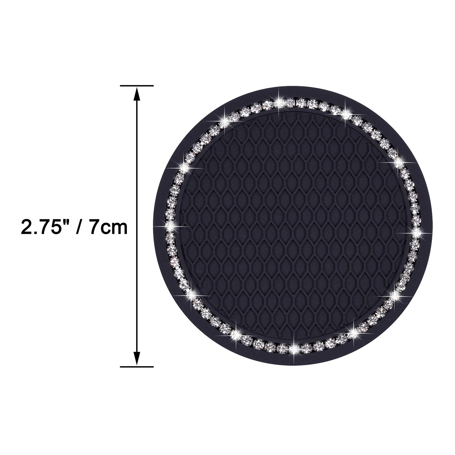 Bling Car Coasters, 4 Pack PVC Car Cup Holder Insert Coaster - Anti Slip Universal Vehicle&nbsp;Interior Accessories Crystal Glitter Cup Mats for