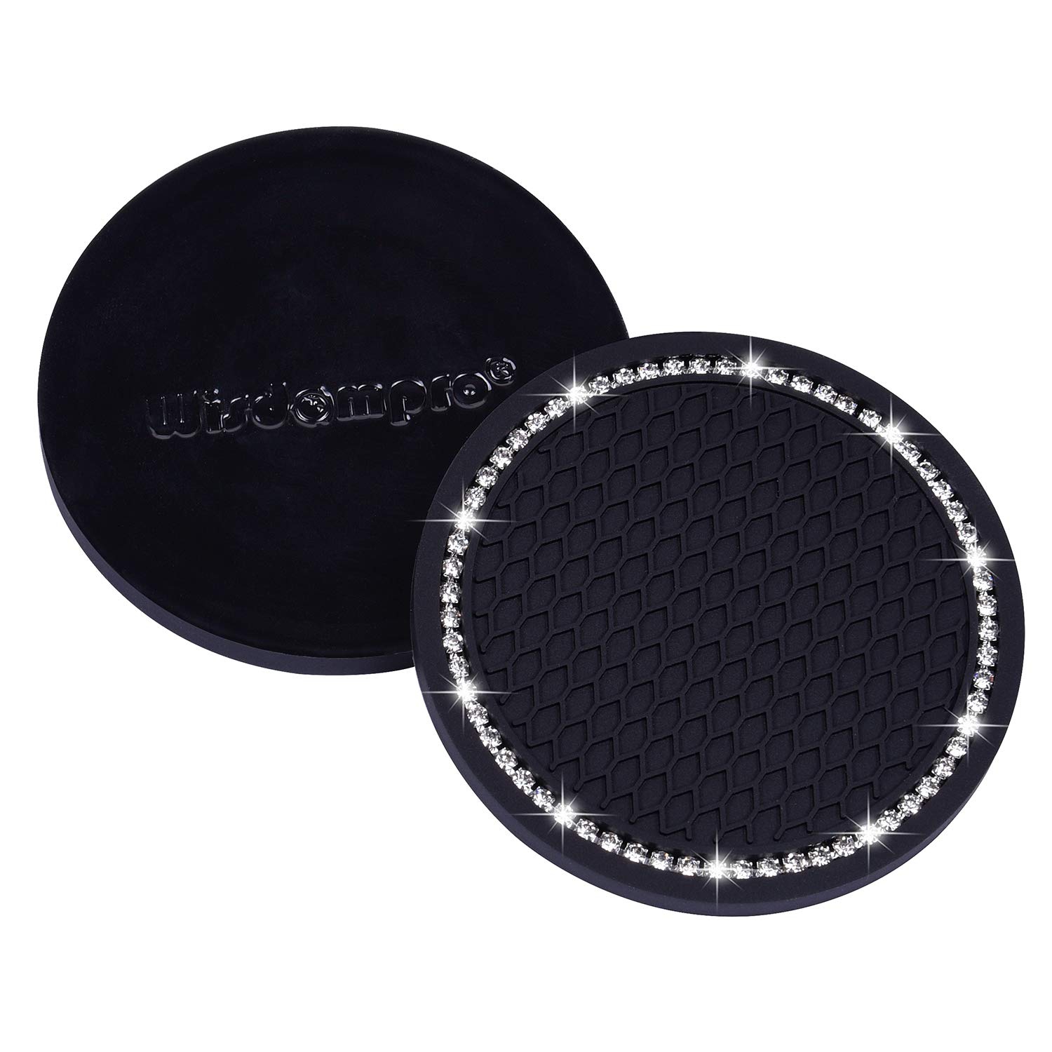 Bling Car Coasters, 4 Pack PVC Car Cup Holder Insert Coaster - Anti Slip Universal Vehicle&nbsp;Interior Accessories Crystal Glitter Cup Mats for