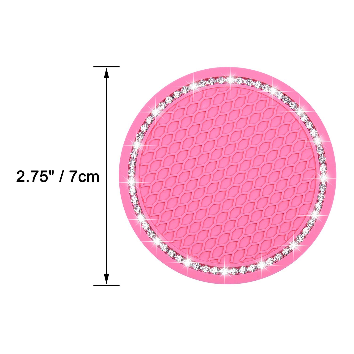 Bling Car Coasters, 4 Pack PVC Car Cup Holder Insert Coaster - Anti Slip Universal Vehicle&nbsp;Interior Accessories Crystal Glitter Cup Mats for