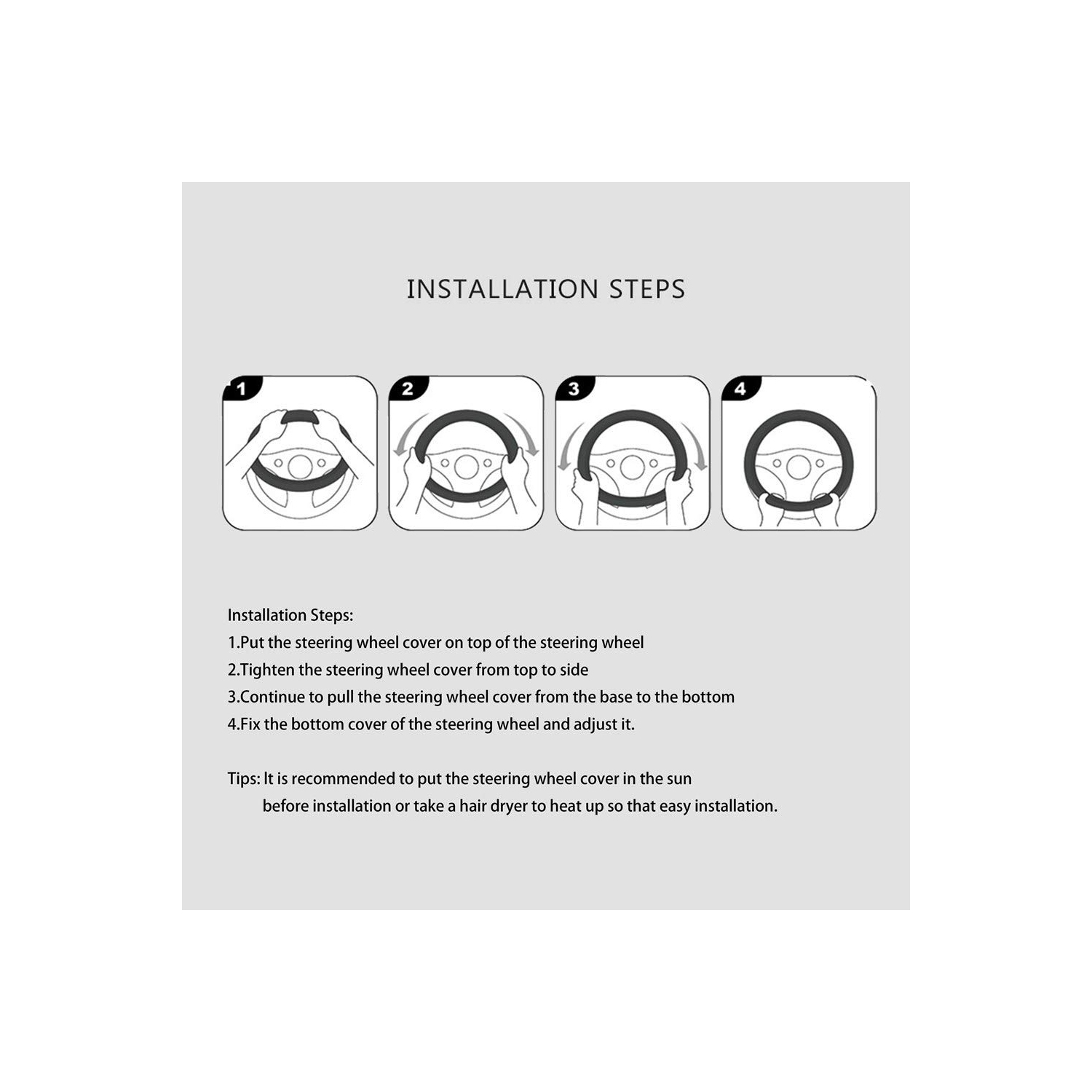 Cute Diamond Soft Leather Anti-Slip Steering Wheel Cover with Bling Bling Crystal Rhinestones, Universal 15 Inch for Women Girls, Fit Vehicles,