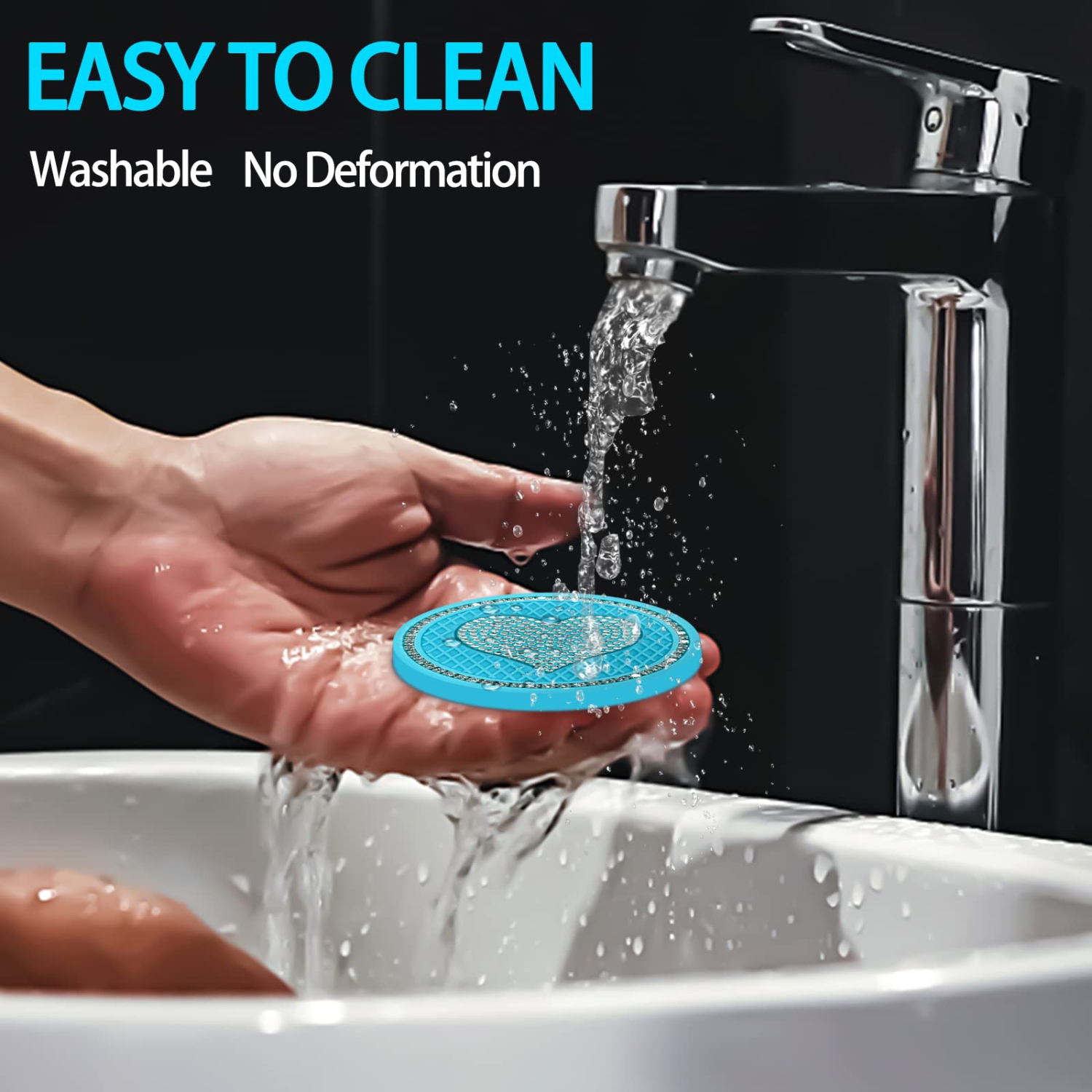 Car Cup Holder Coaster,2PCS Universal Heart Bling White Crystal Rhinestone Car Coasters & Push to Start Button Ring,Car Accessories for Women Car