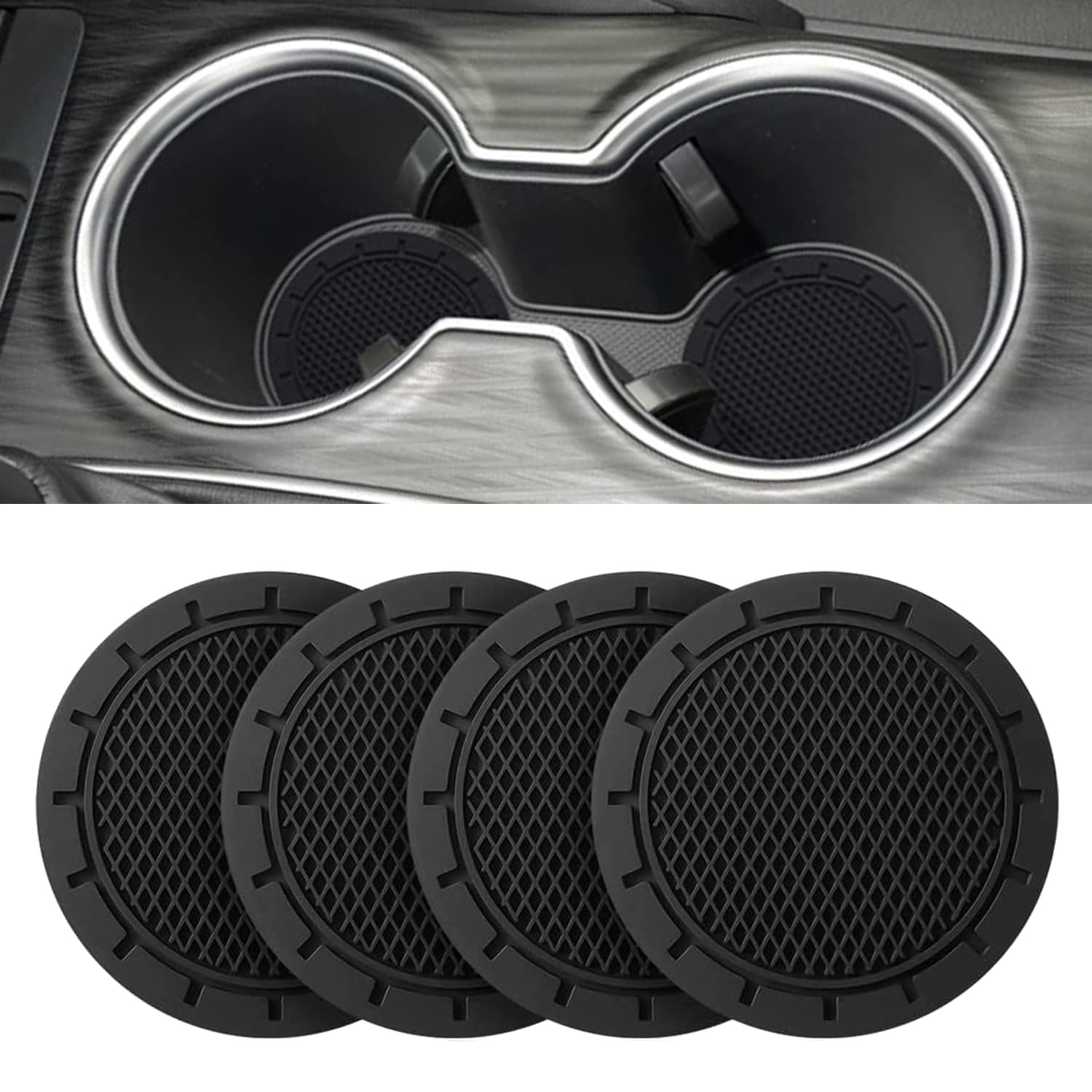 Sous-verres porte-gobelets pour l'auto, 4 sous-verres antidérapants en PVC durables, sous-verres universels de 2,75 po pour porte-gobelets, convient