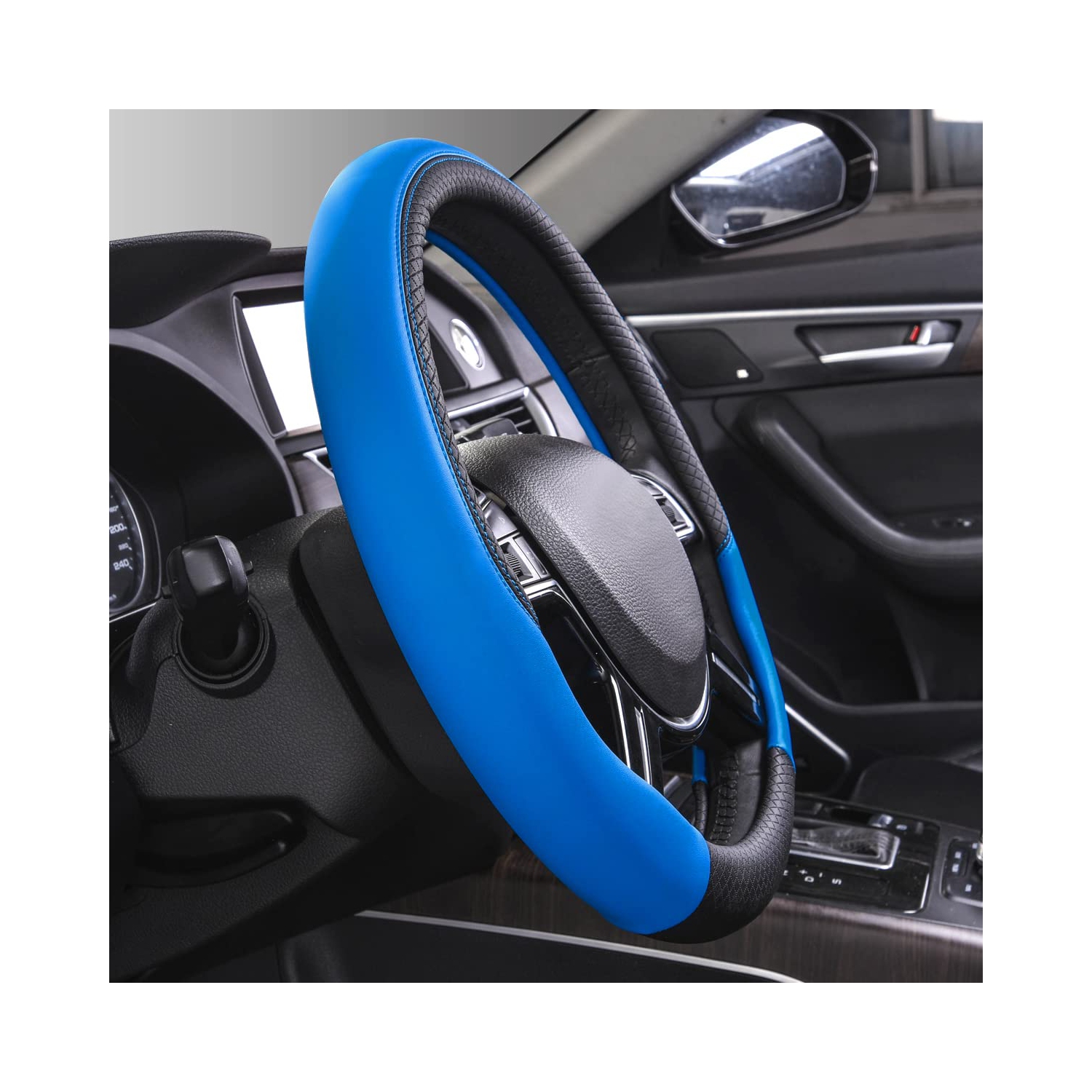 Rhombus Leather Universal Steering Wheel Cover, Fit for Suvs,Trucks,Cars,Sedans,Vans
