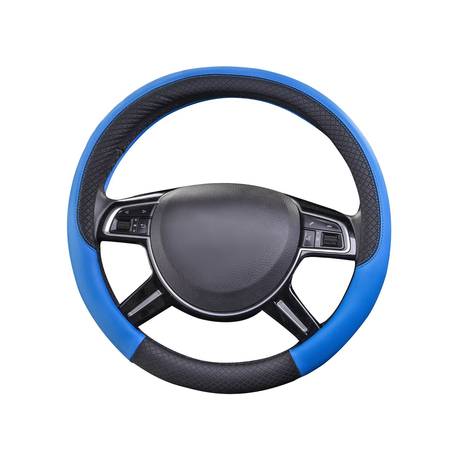 Rhombus Leather Universal Steering Wheel Cover, Fit for Suvs,Trucks,Cars,Sedans,Vans