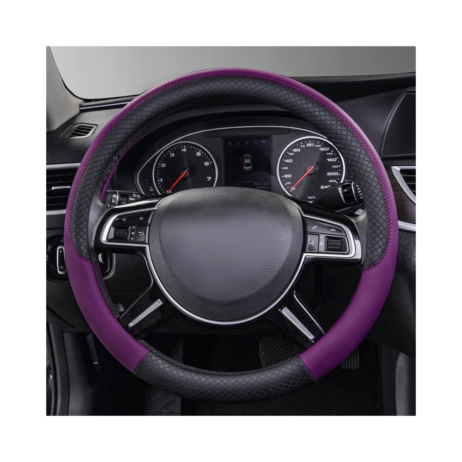 Housse de volant universelle en cuir Rhombus, compatible avec les VUS, les camions, les voitures, les berlines, les fourgonnettes