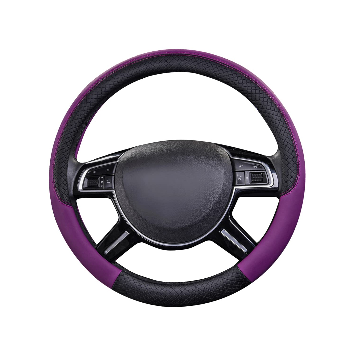 Housse de volant universelle en cuir Rhombus, compatible avec les VUS, les camions, les voitures, les berlines, les fourgonnettes