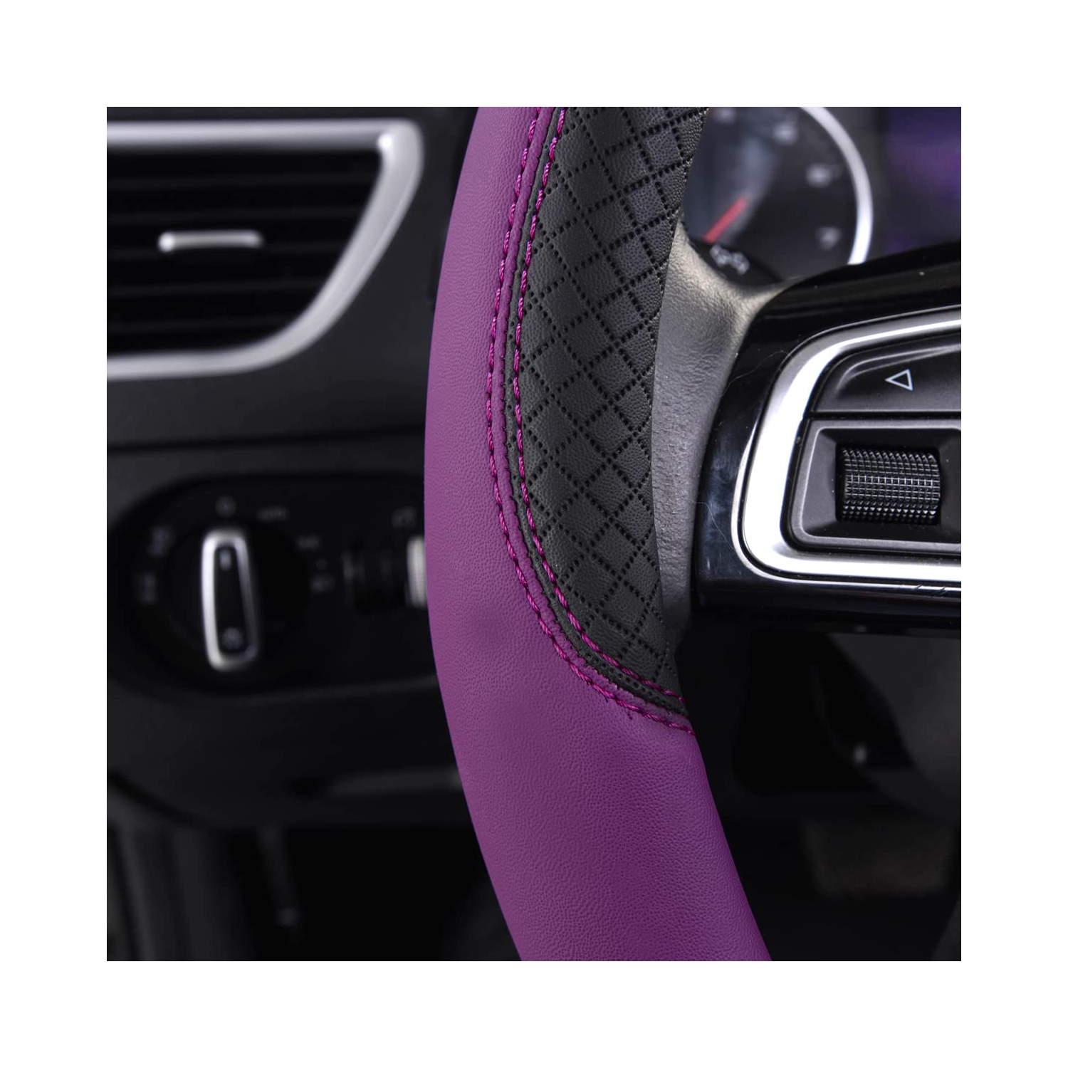 Housse de volant universelle en cuir Rhombus, compatible avec les VUS, les camions, les voitures, les berlines, les fourgonnettes