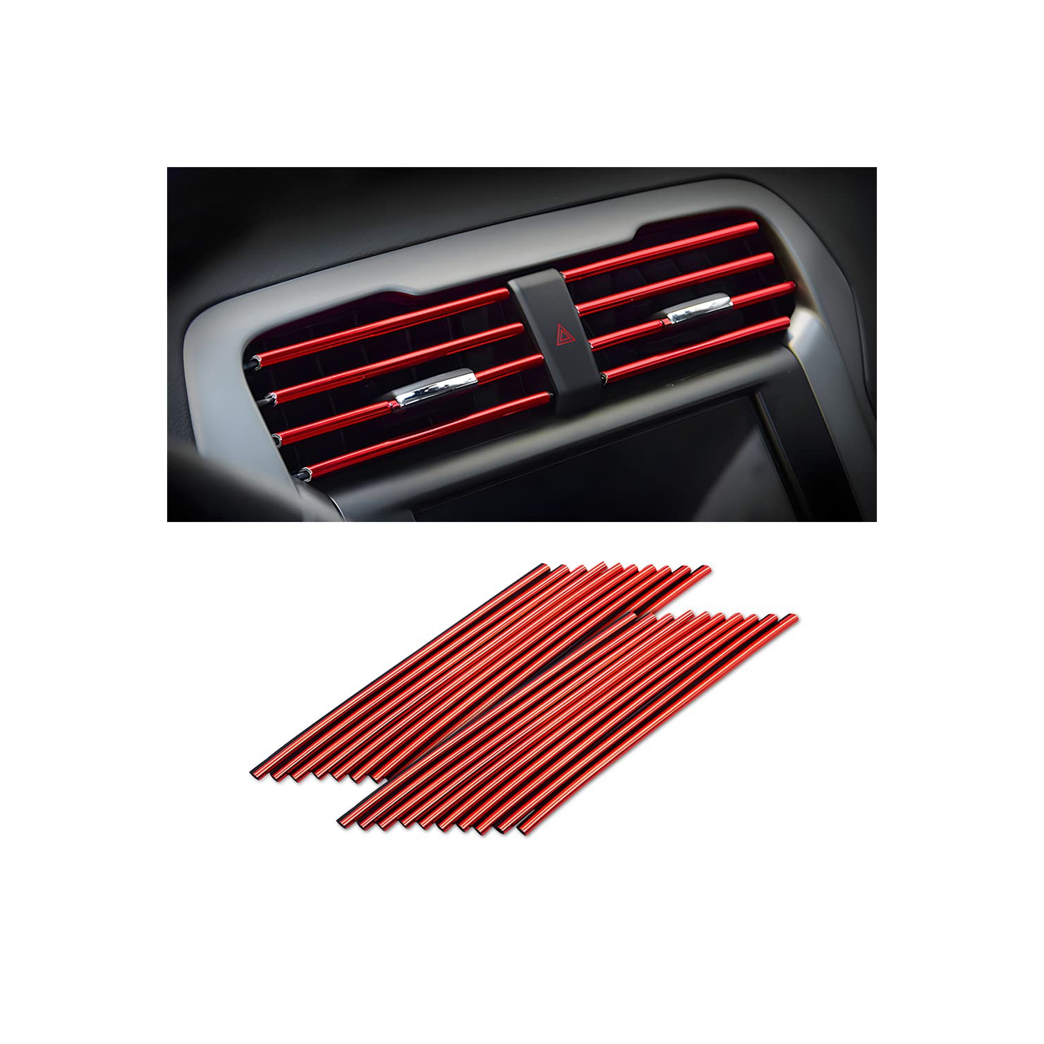 20 Pieces Car Air Conditioner Decoration Strip for Vent Outlet, Universal Waterproof Bendable Air Vent Outlet Trim Decoration, Suitable for Most Air