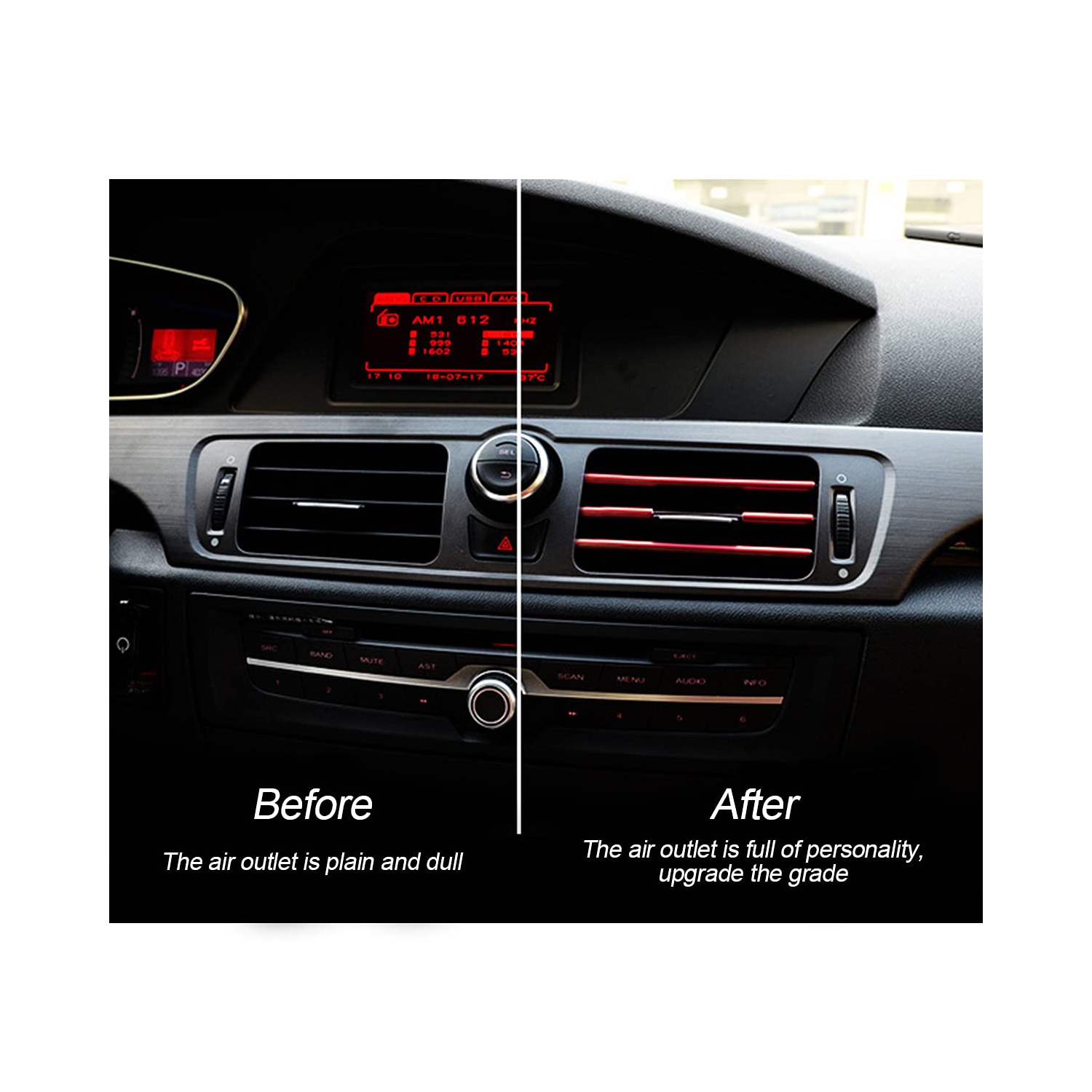 20 Pieces Car Air Conditioner Decoration Strip for Vent Outlet, Universal Waterproof Bendable Air Vent Outlet Trim Decoration, Suitable for Most Air