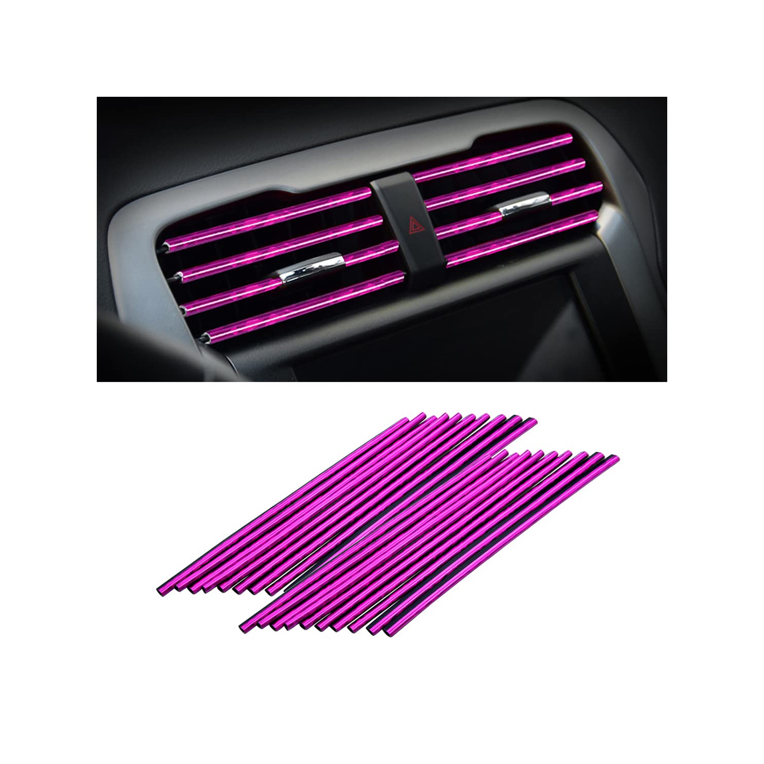20 Pieces Car Air Conditioner Decoration Strip for Vent Outlet, Universal Waterproof Bendable Air Vent Outlet Trim Decoration, Suitable for Most Air