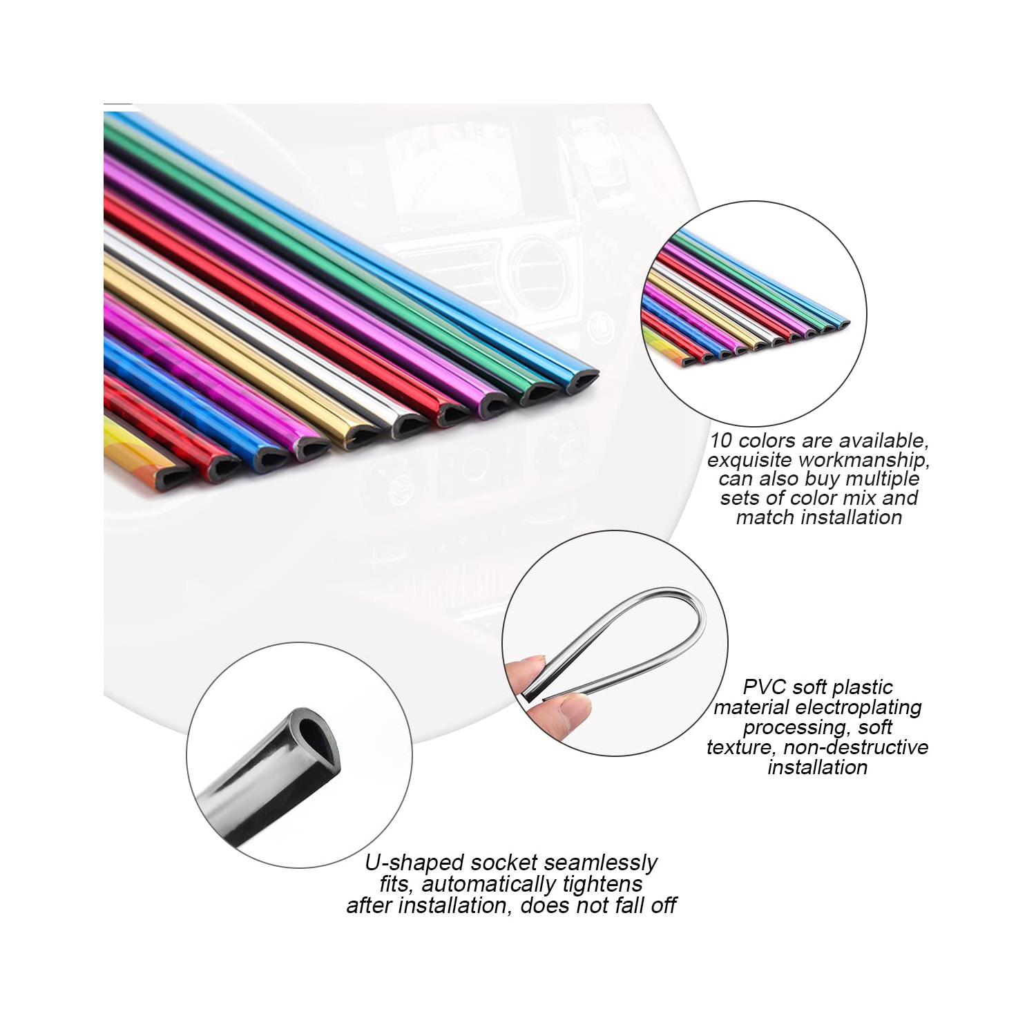 20 Pieces Car Air Conditioner Decoration Strip for Vent Outlet, Universal Waterproof Bendable Air Vent Outlet Trim Decoration, Suitable for Most Air