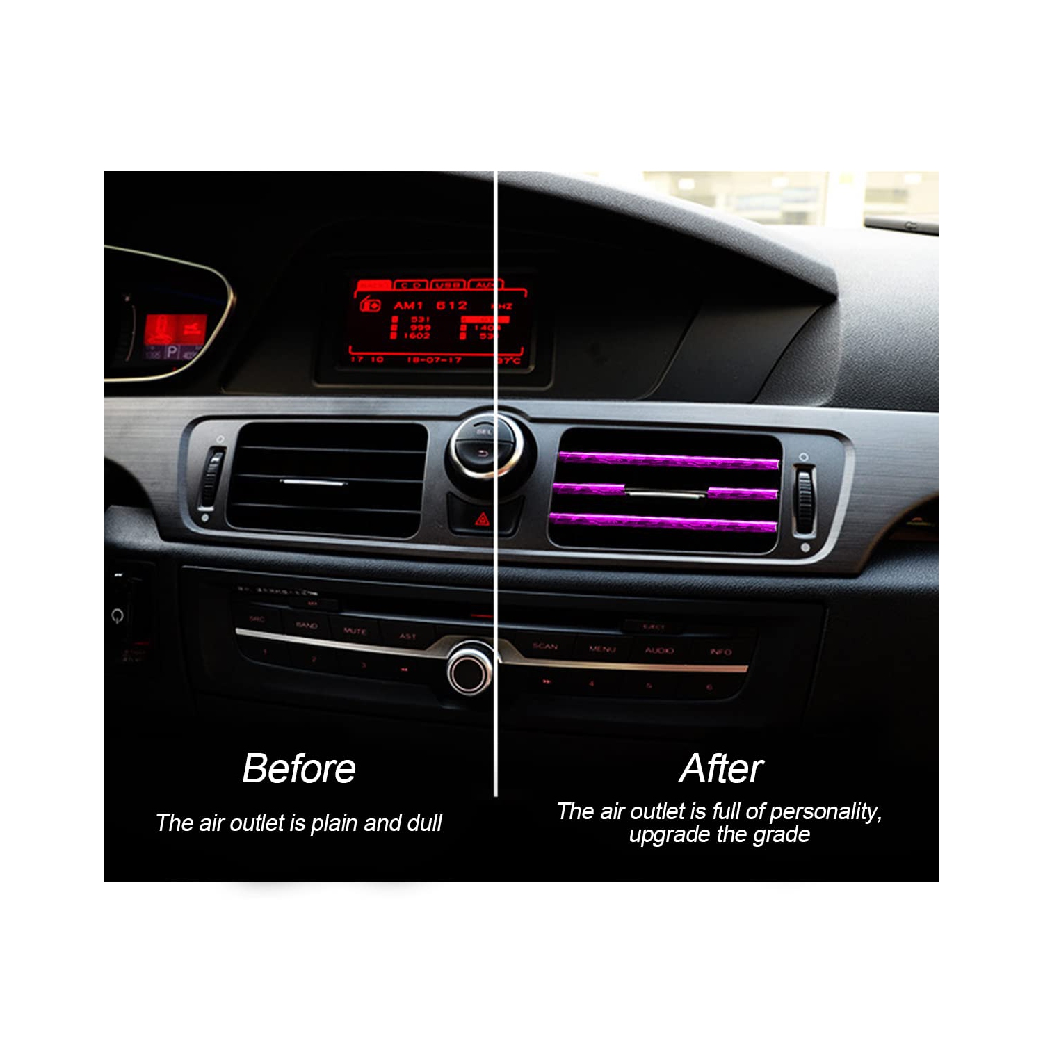 20 Pieces Car Air Conditioner Decoration Strip for Vent Outlet, Universal Waterproof Bendable Air Vent Outlet Trim Decoration, Suitable for Most Air