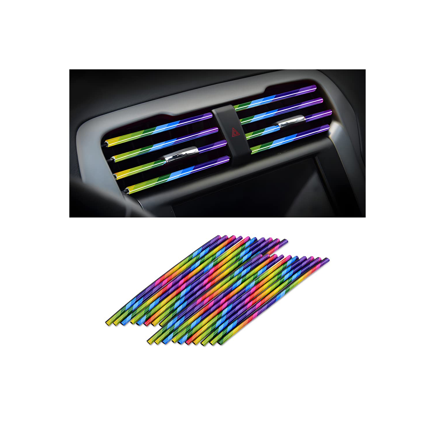 20 Pieces Car Air Conditioner Decoration Strip for Vent Outlet, Universal Waterproof Bendable Air Vent Outlet Trim Decoration, Suitable for Most Air