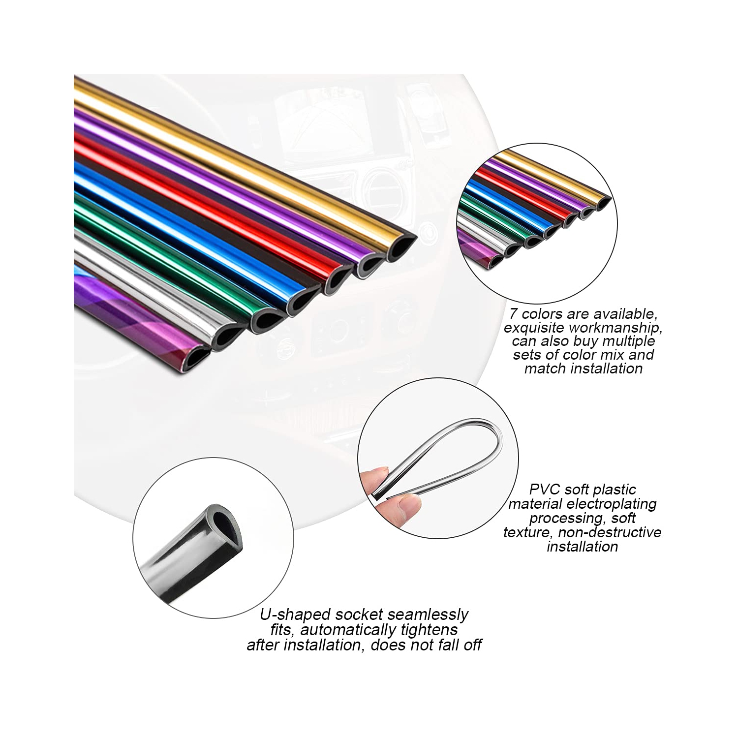 20 Pieces Car Air Conditioner Decoration Strip for Vent Outlet, Universal Waterproof Bendable Air Vent Outlet Trim Decoration, Suitable for Most Air