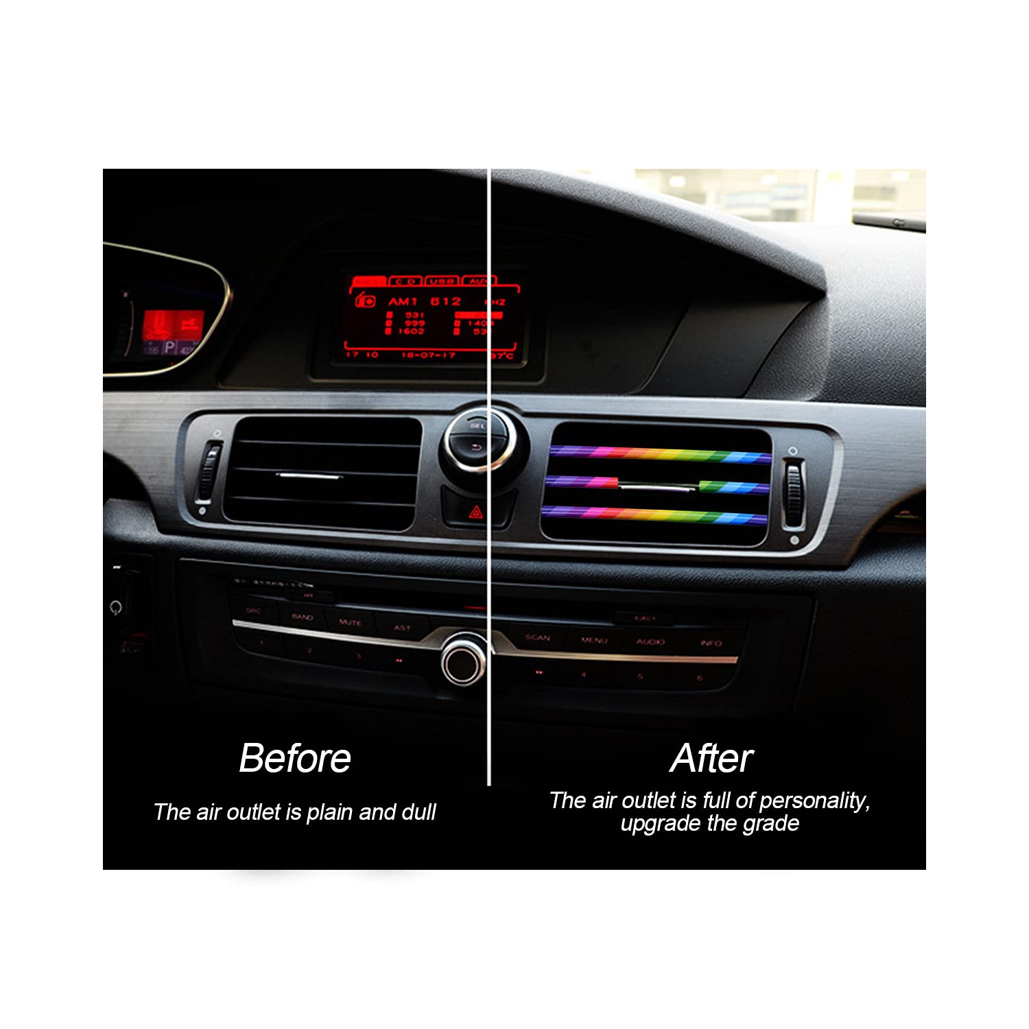 20 Pieces Car Air Conditioner Decoration Strip for Vent Outlet, Universal Waterproof Bendable Air Vent Outlet Trim Decoration, Suitable for Most Air