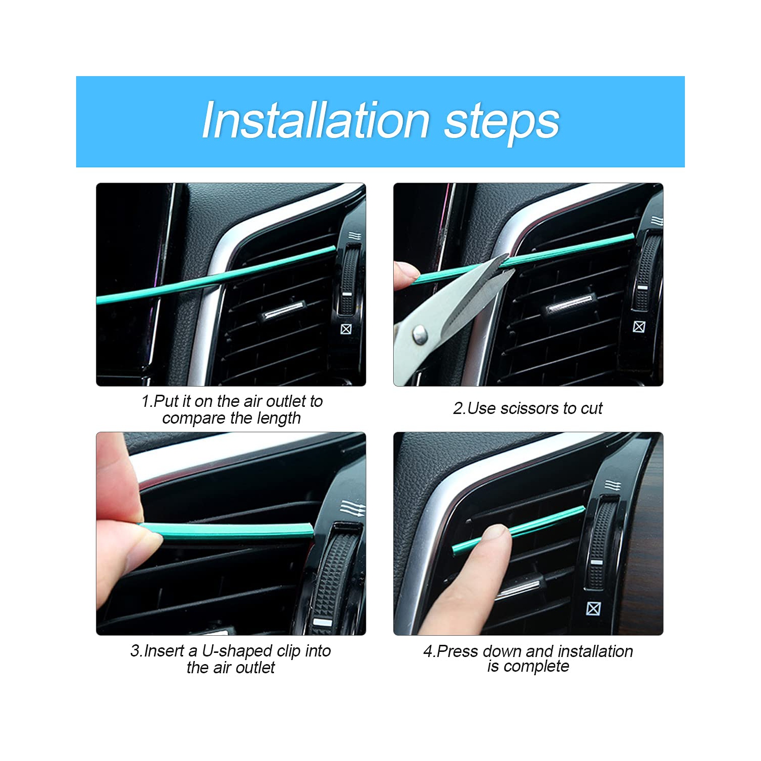 20 Pieces Car Air Conditioner Decoration Strip for Vent Outlet, Universal Waterproof Bendable Air Vent Outlet Trim Decoration, Suitable for Most Air