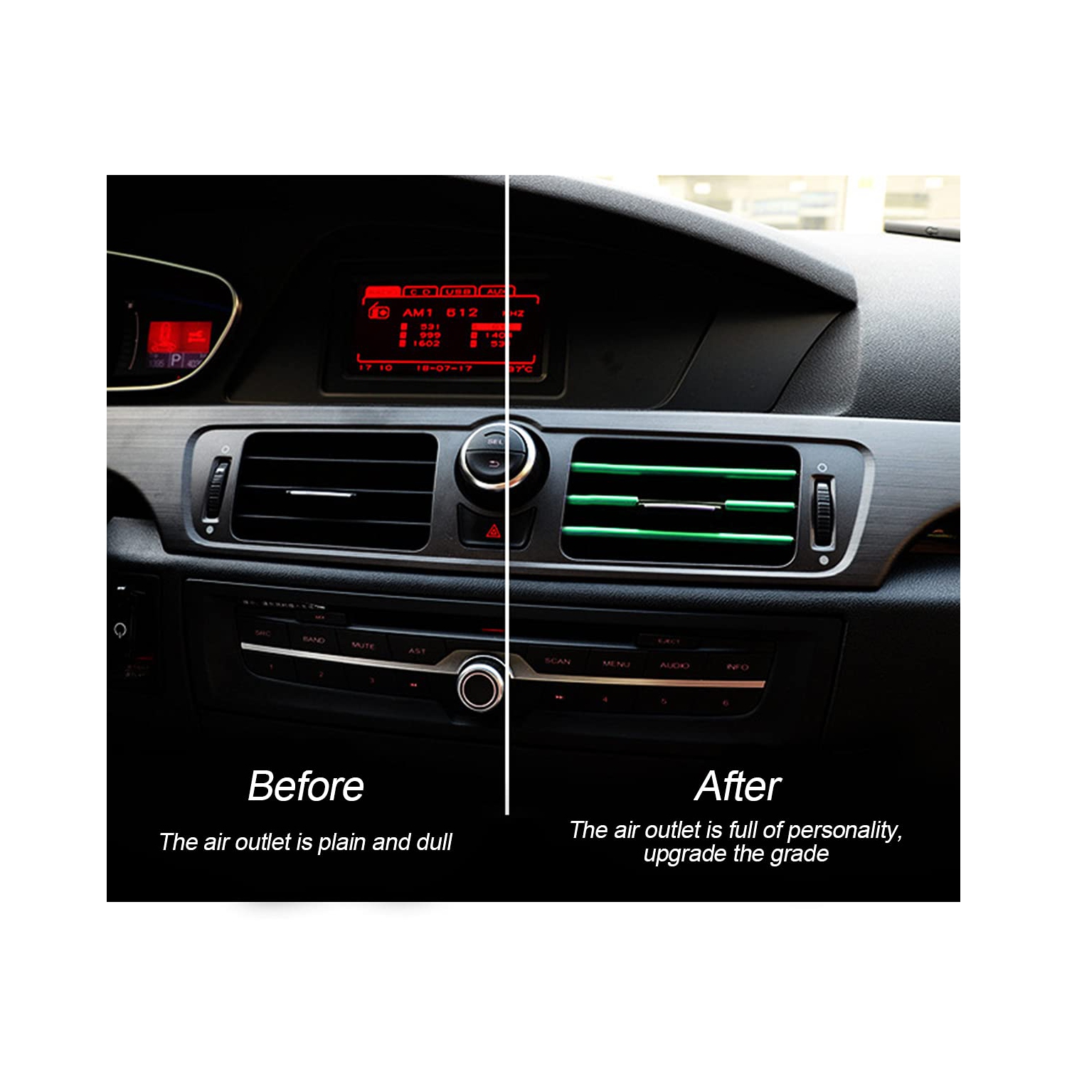 20 Pieces Car Air Conditioner Decoration Strip for Vent Outlet, Universal Waterproof Bendable Air Vent Outlet Trim Decoration, Suitable for Most Air