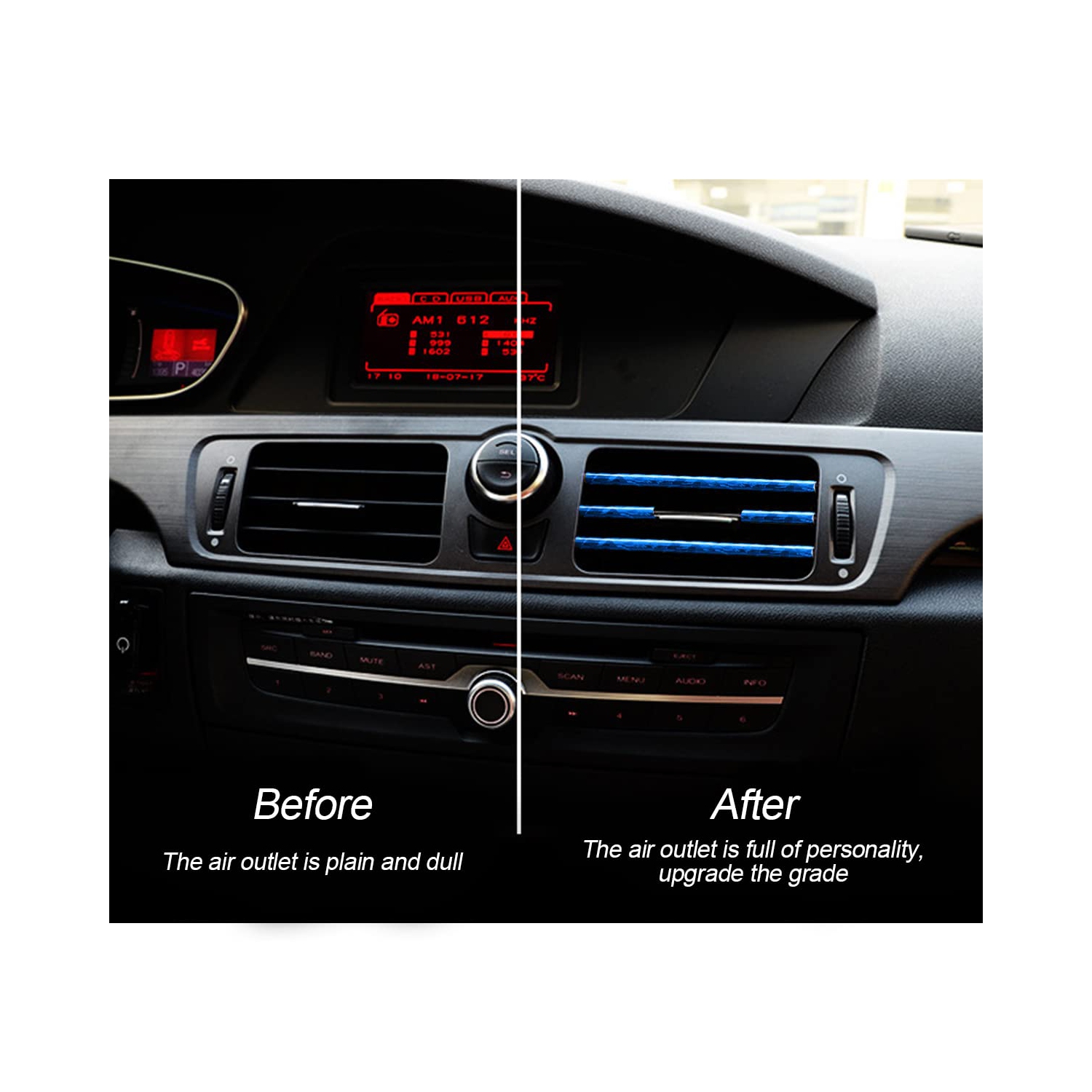 20 Pieces Car Air Conditioner Decoration Strip for Vent Outlet, Universal Waterproof Bendable Air Vent Outlet Trim Decoration, Suitable for Most Air