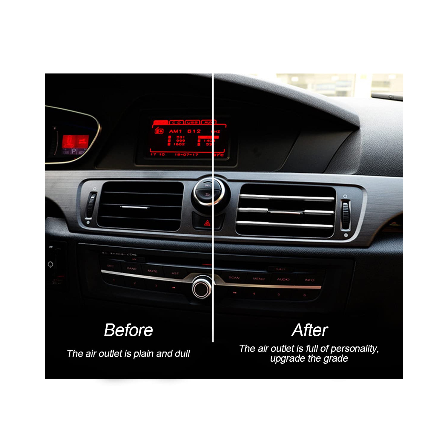 20 Pieces Car Air Conditioner Decoration Strip for Vent Outlet, Universal Waterproof Bendable Air Vent Outlet Trim Decoration, Suitable for Most Air