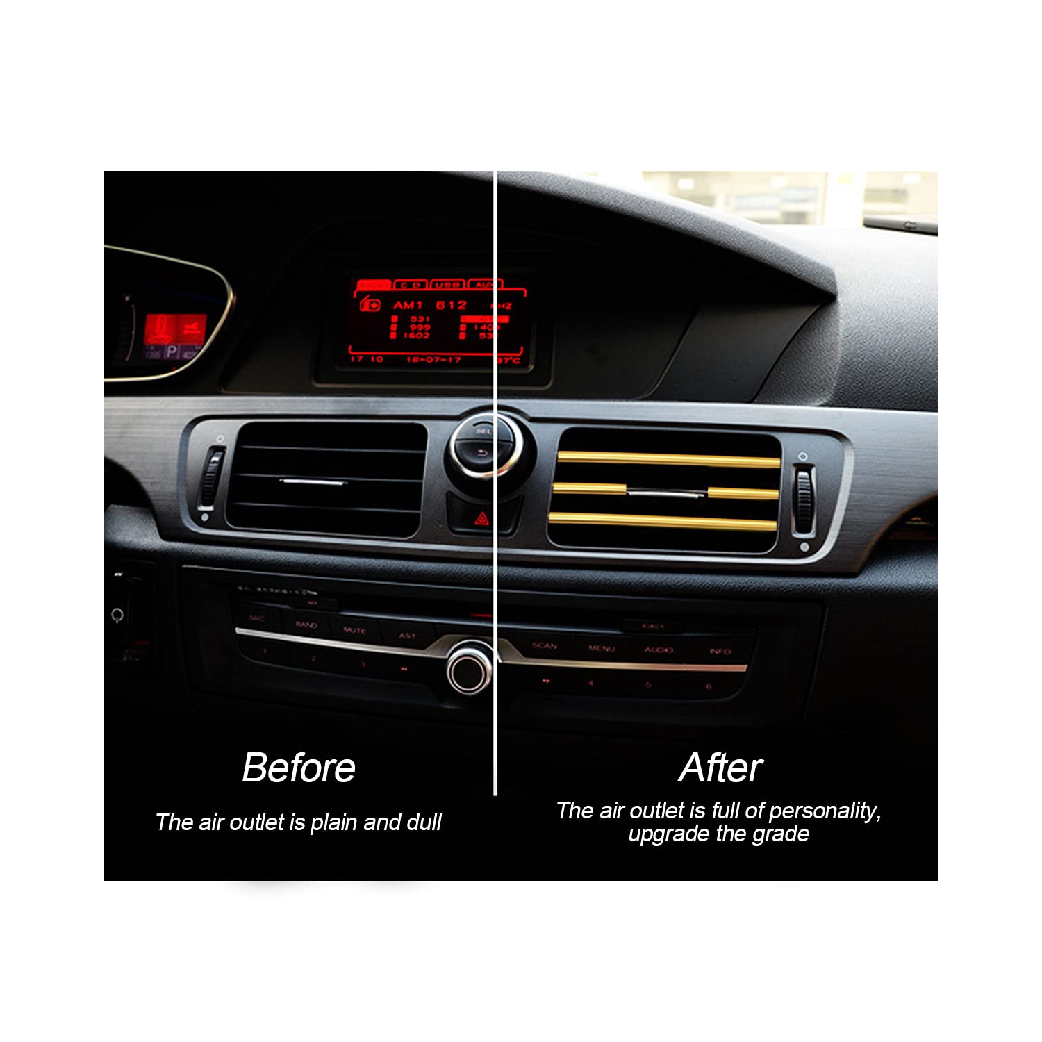 20 Pieces Car Air Conditioner Decoration Strip for Vent Outlet, Universal Waterproof Bendable Air Vent Outlet Trim Decoration, Suitable for Most Air