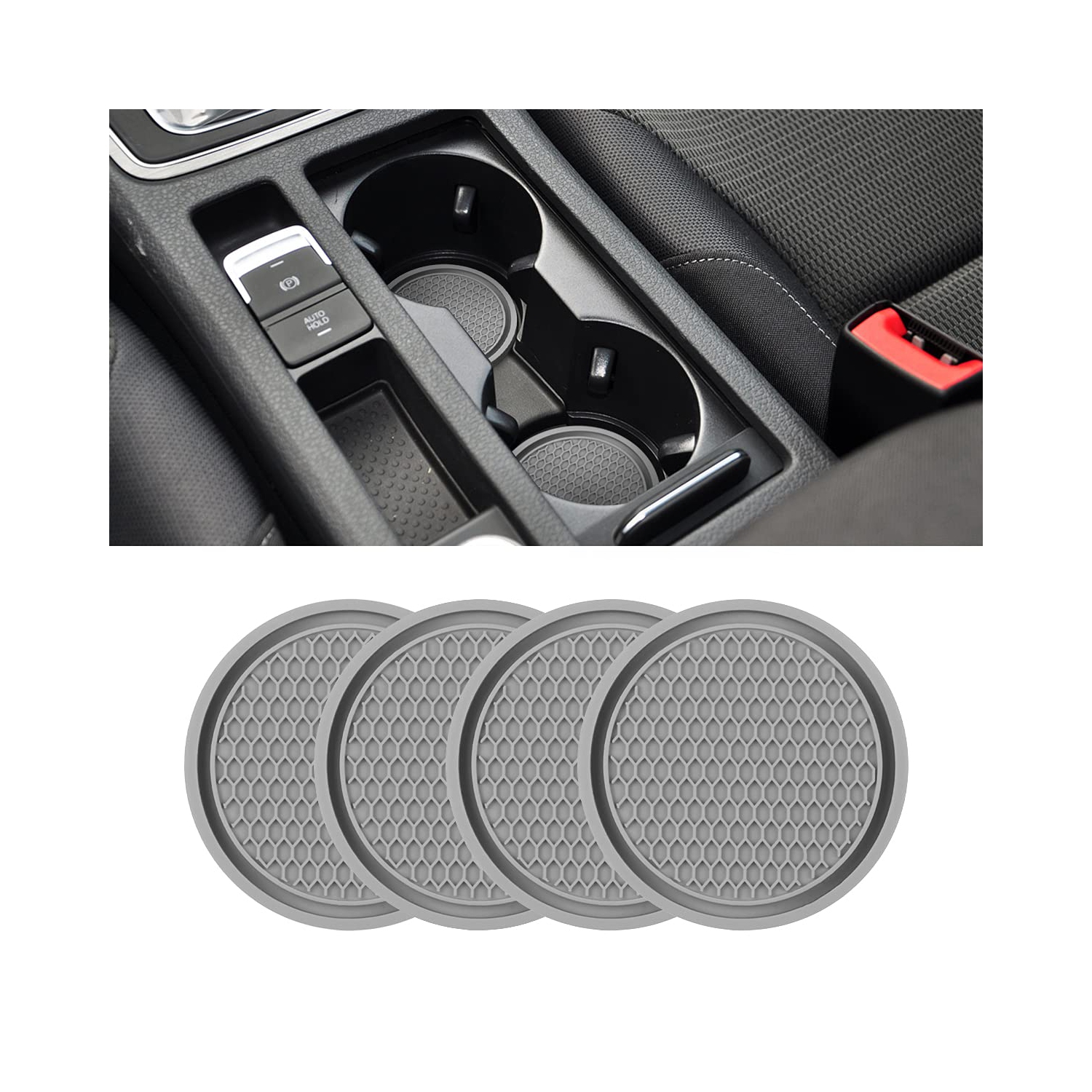 Car Cup Holder Coaster, 4 Pack 2.75 Inch Diameter Non-Slip Universal Insert Coaster, Durable, Suitable for Most Car Interior, Car Accessory for Women
