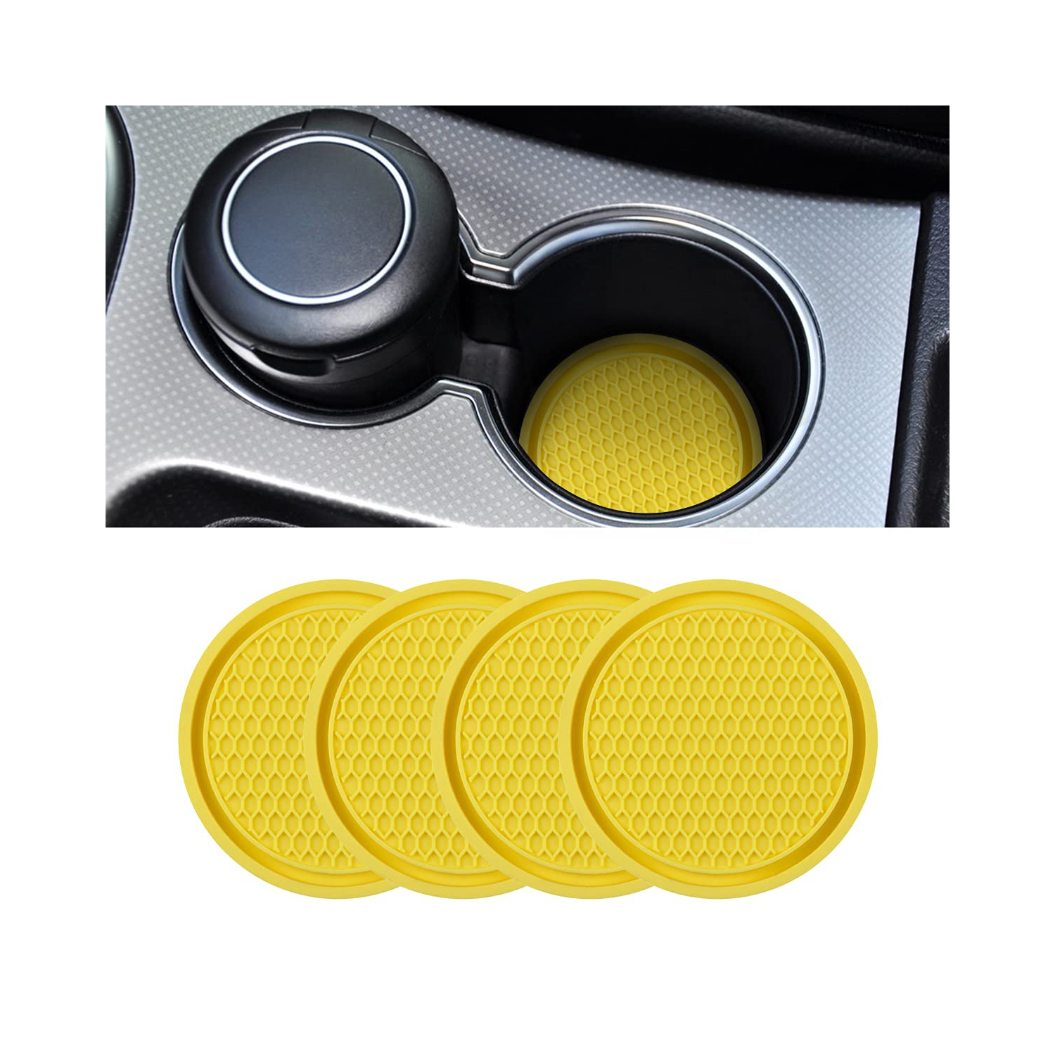 Car Cup Holder Coaster, 4 Pack 2.75 Inch Diameter Non-Slip Universal Insert Coaster, Durable, Suitable for Most Car Interior, Car Accessory for Women