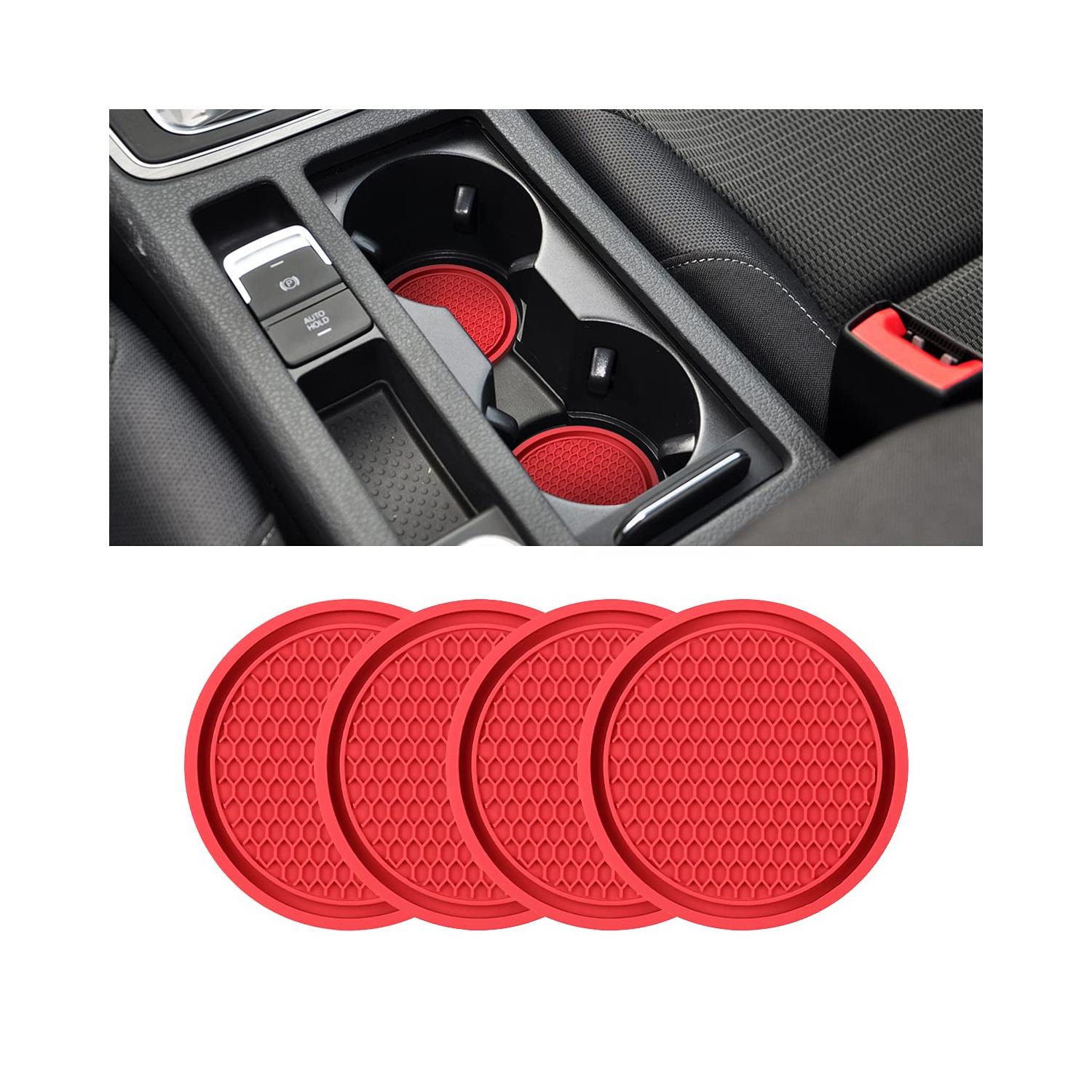 Car Cup Holder Coaster, 4 Pack 2.75 Inch Diameter Non-Slip Universal Insert Coaster, Durable, Suitable for Most Car Interior, Car Accessory for Women